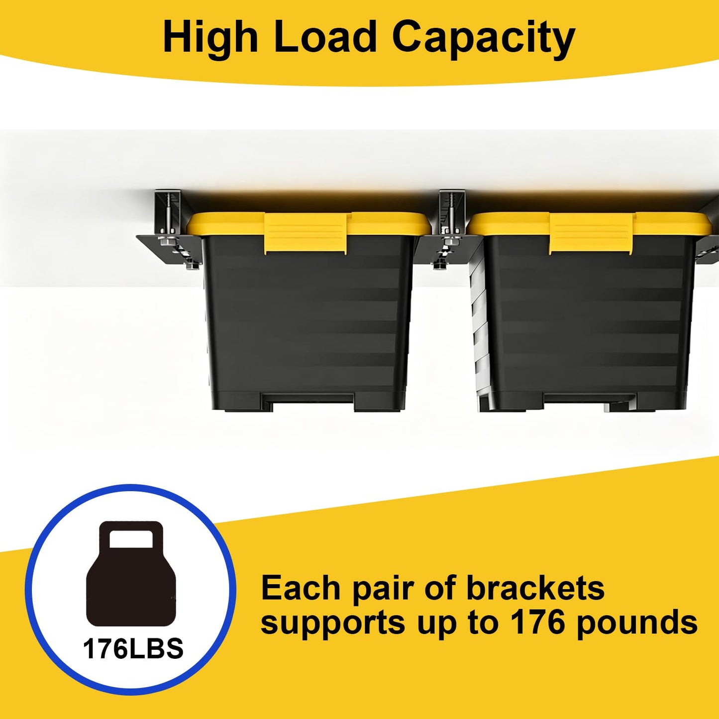 Dedomy Heavy Duty Garage Ceiling Storage Rack System, Overhead Bin Slide Track Rails for 7 Bins (8 Pack), Adjustable Tote Hanger, 176 Lbs Capacity Steel