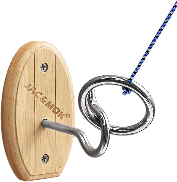 Hook and Ring Toss Game Swing Game DIY Kit -Stainless Steel Ring, Polyester Rope and Hardware