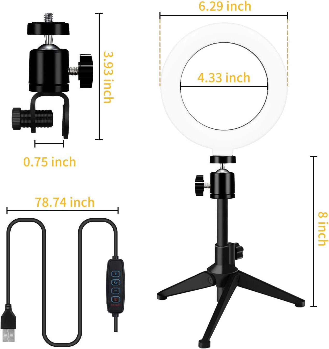 MEZHER 6 Desk Ring Light for Zoom Meetings - Video Conference Lighting Kit for Laptop Computer, Clip on Table LED Light