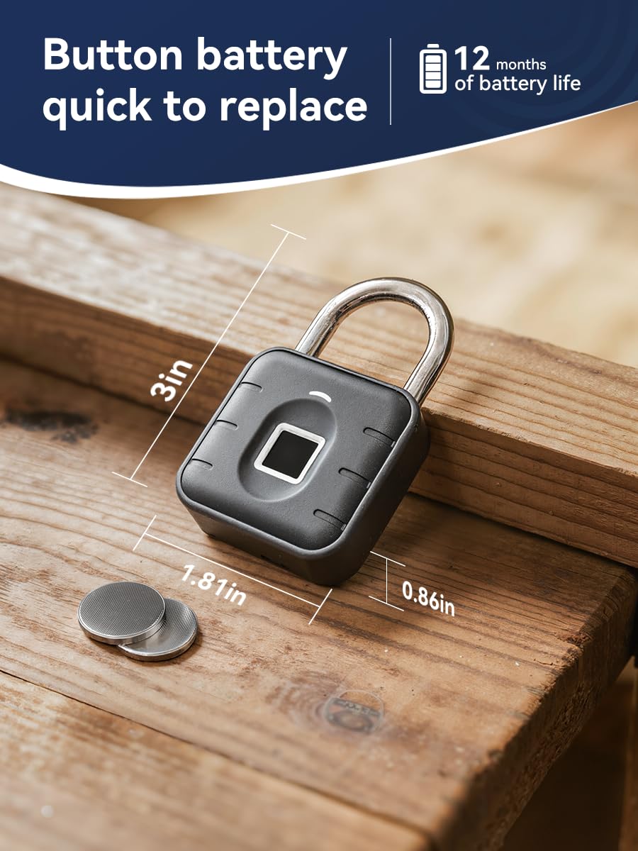 NexusLab Smart Fingerprint Padlock, Locker Lock, Gym Lock with TUYA App Control, IP67 Waterproof, 10 Fingerprints, Stainless Steel Shackle for School Locker, Fence, Gym Locker & Outdoor Gatres