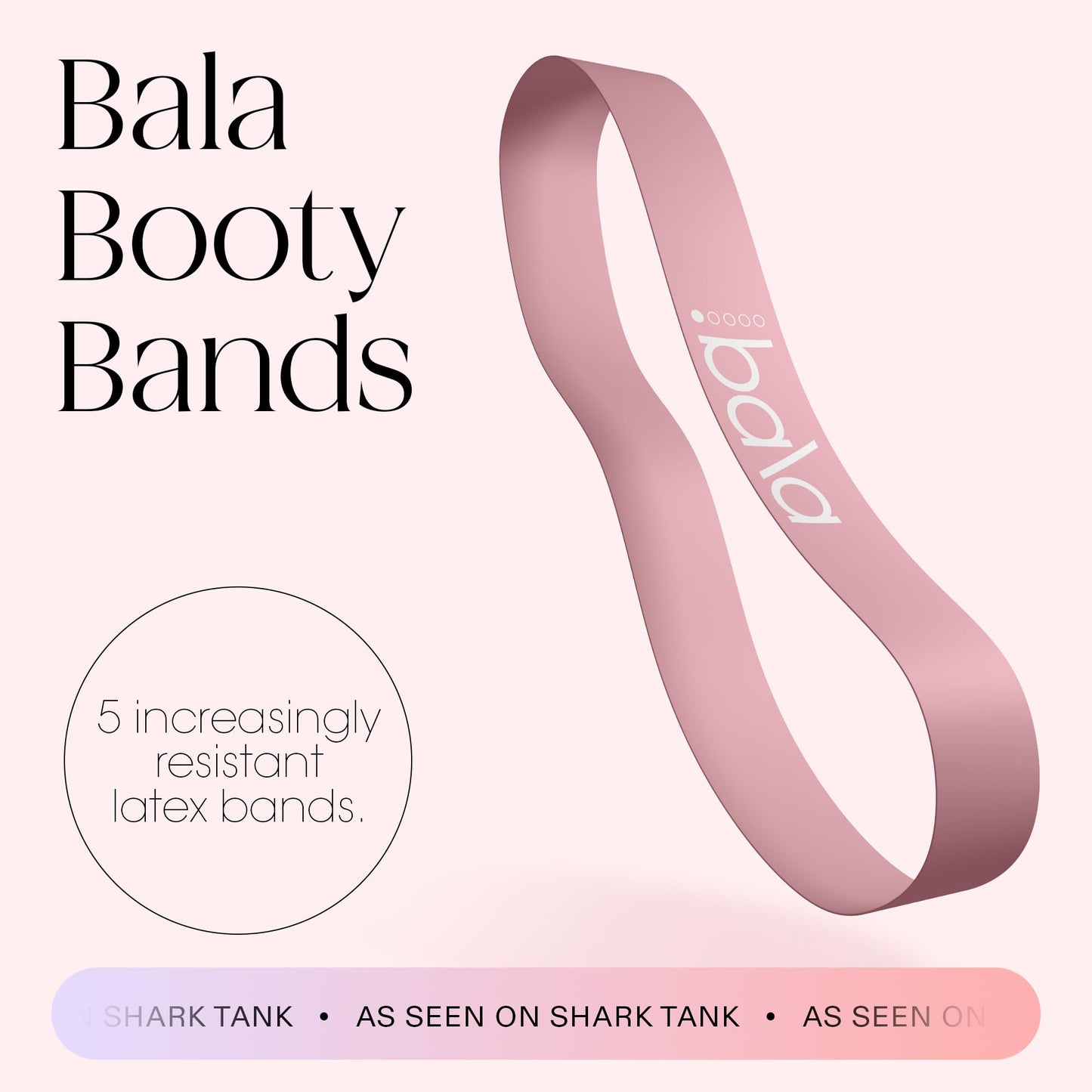Bala Booty Bands Resistance Bands for Women & Men, 5-Pack - Elastic Exercise Bands for Working Out - Wrist, Ankle, Legs & Booty Bands - Workout Resistance Bands for Yoga, Pilates, Strength Training
