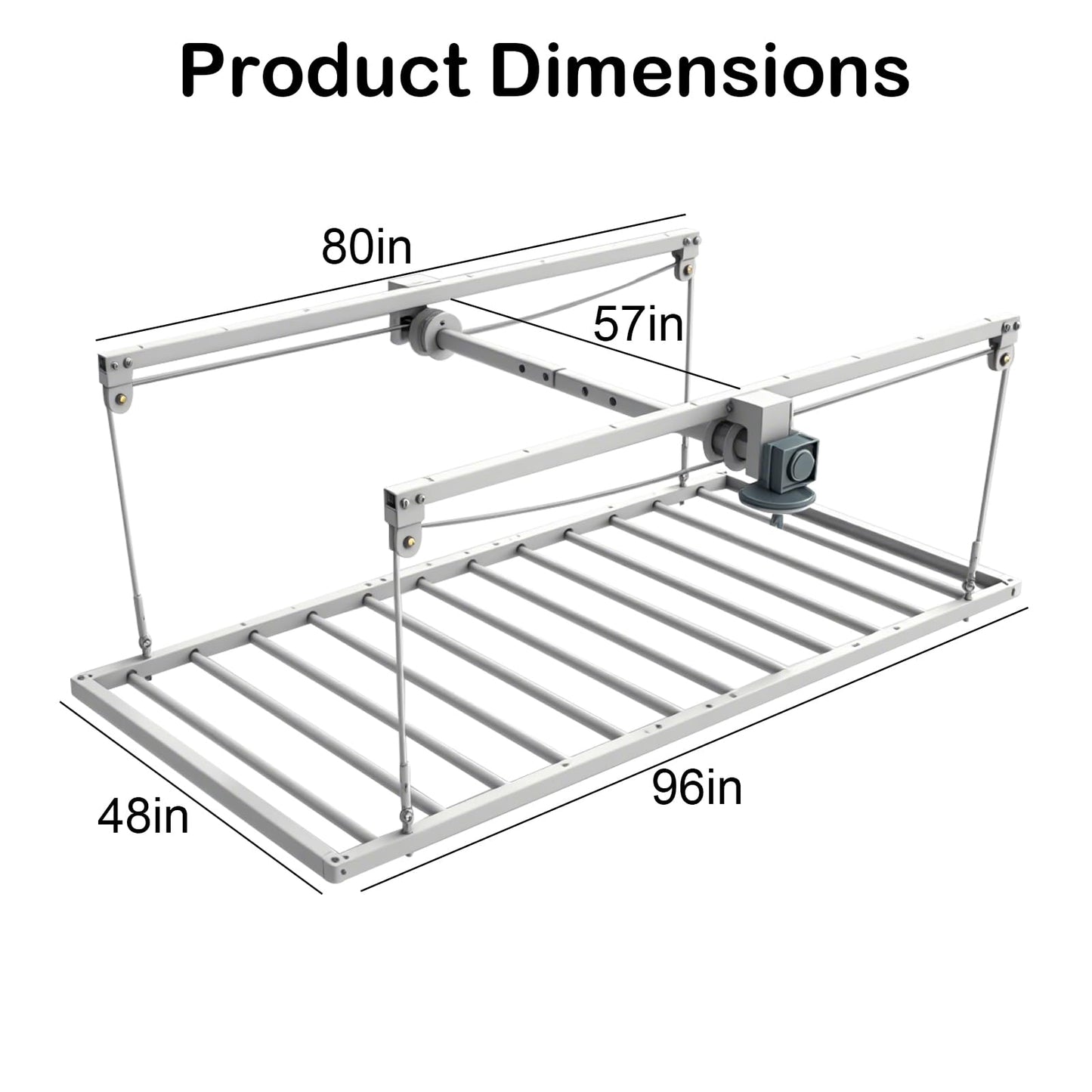 KIPPDURO 4×8 ft Heavy Duty Overhead Garage Storage Rack, 661 lbs Capacity with Safety Lock,Ceiling Mounted Storage Shelf, Steel Garage Ceiling Organizer for Garage, Basement, Warehouse (White)
