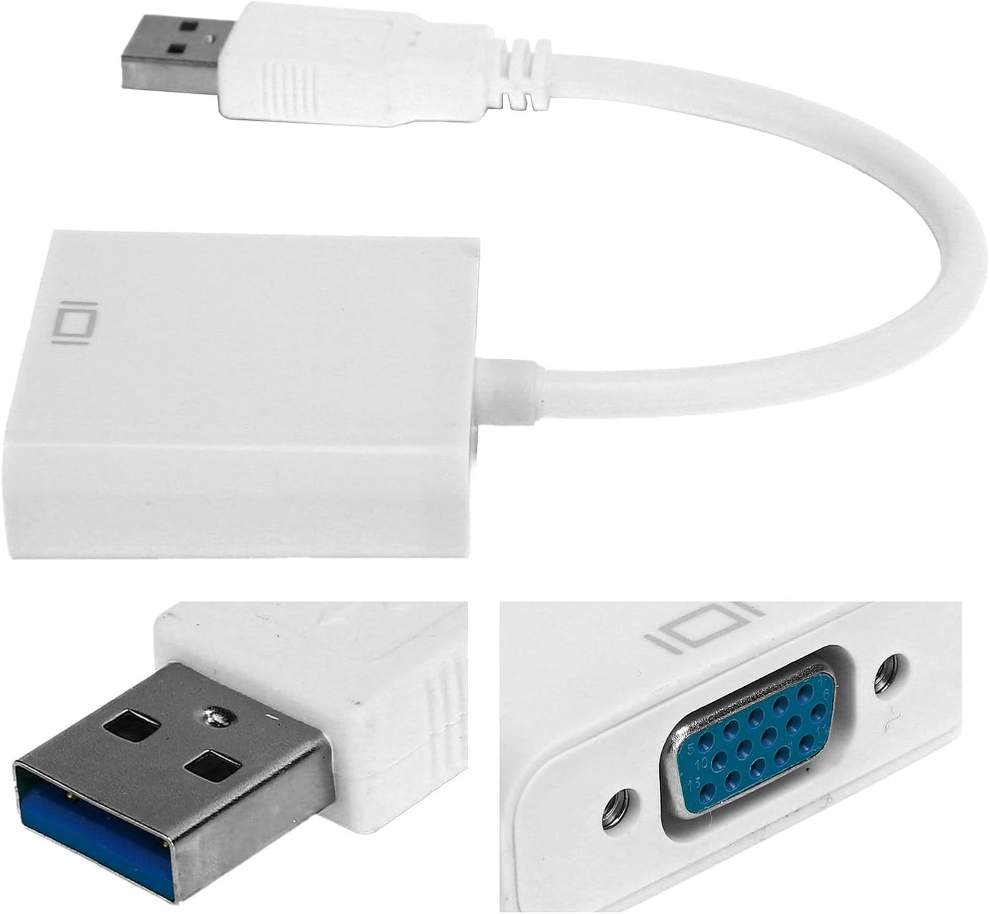 BONKZEBU 3.0 1080P USB to VGA Converter Cable HD Video Adapter External Video Card for PC Laptop Desktop Monitor