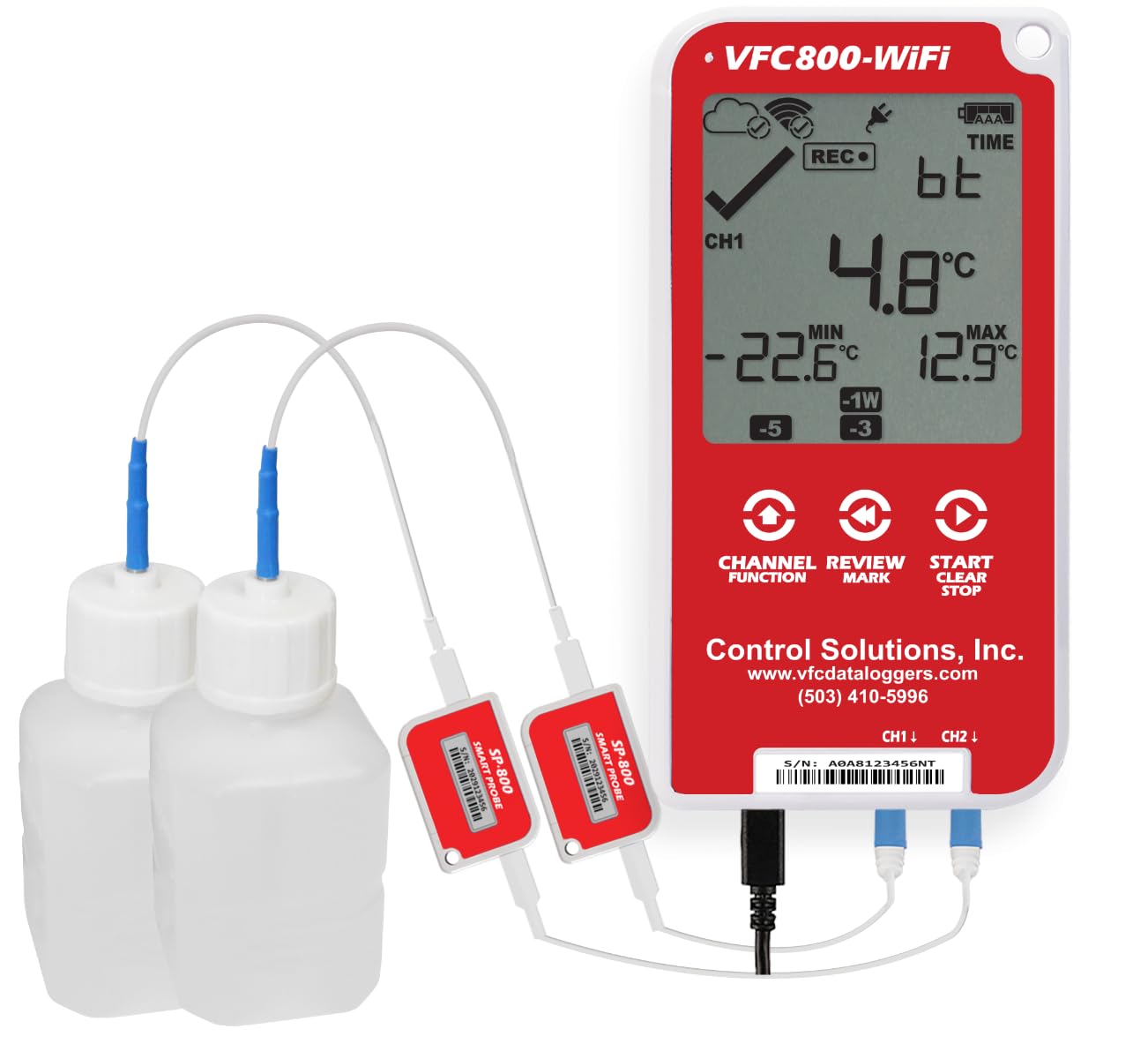 Control Solutions VFC800 Temperature Data Logger (VFC800-WiFi 10Ft Kit)