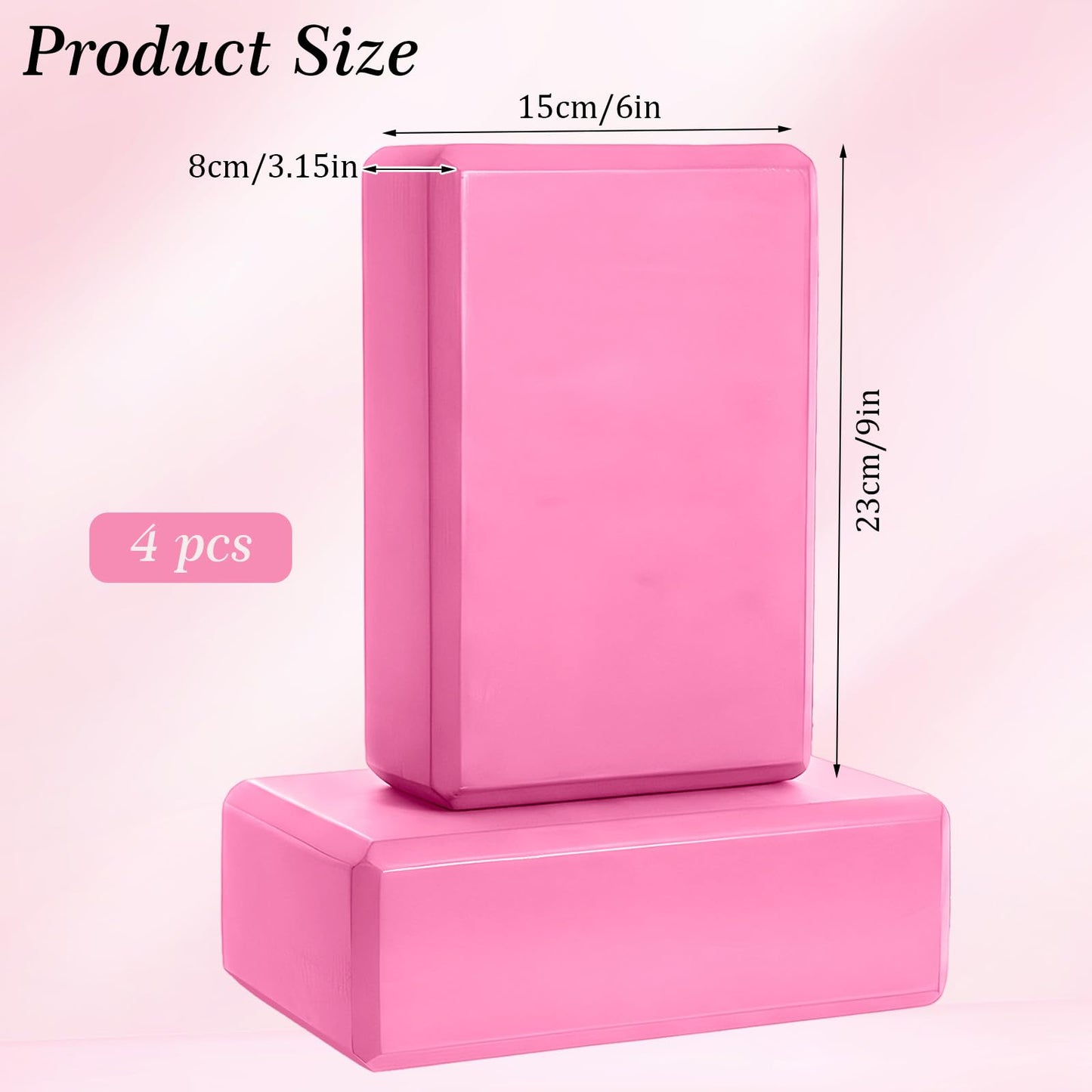 4 Pcs Yoga Blocks 9 x 6 x 3.15 Inch Eva Foam Lightweight Non Slip Yoga Props Firm and Supportive for Yoga Pilates Stretching Meditation