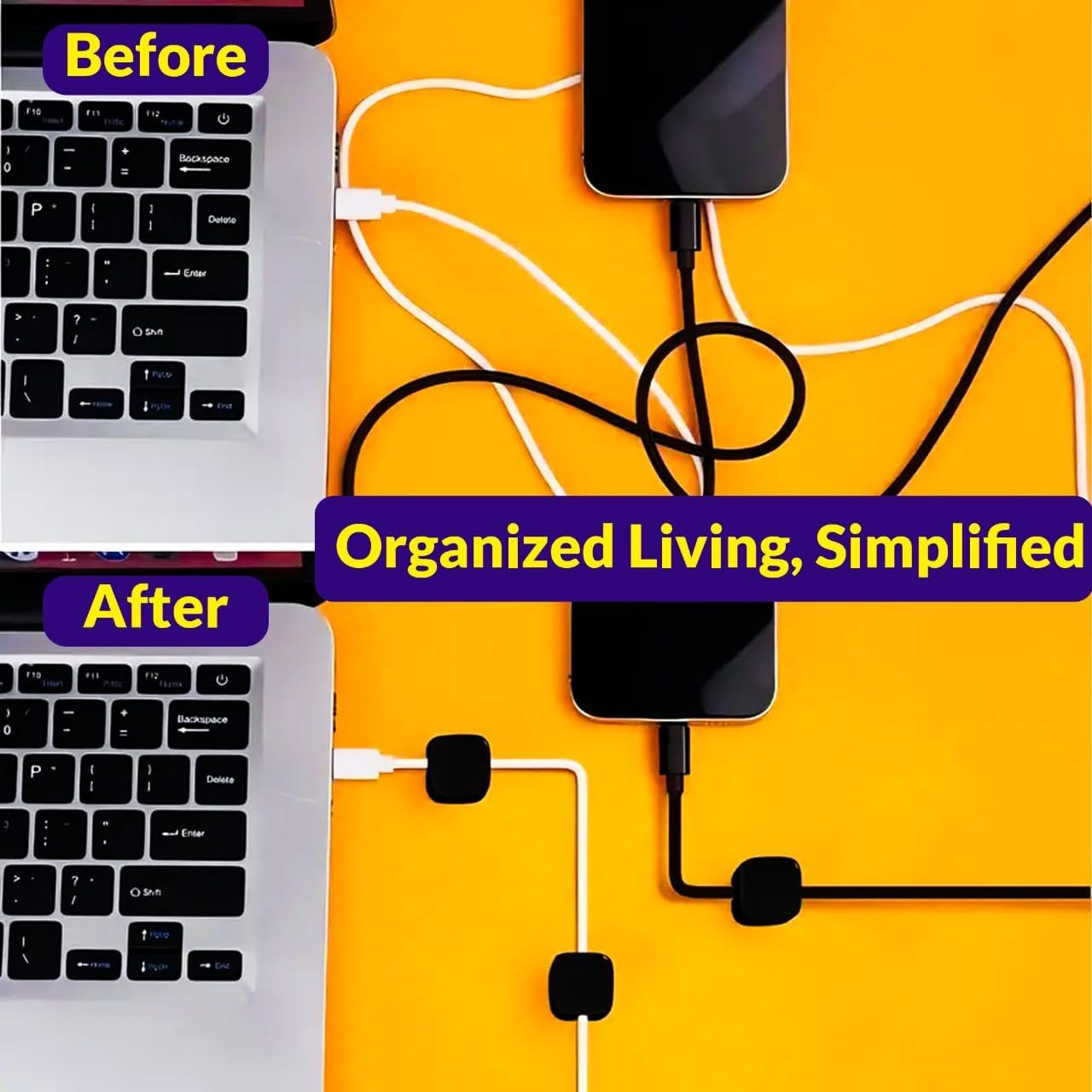 Generic 12-Pack 4 Cord Organizer Holder with Cable Ties Magnetic Cable Clips with Strong Adhesive Easy-Open Wire