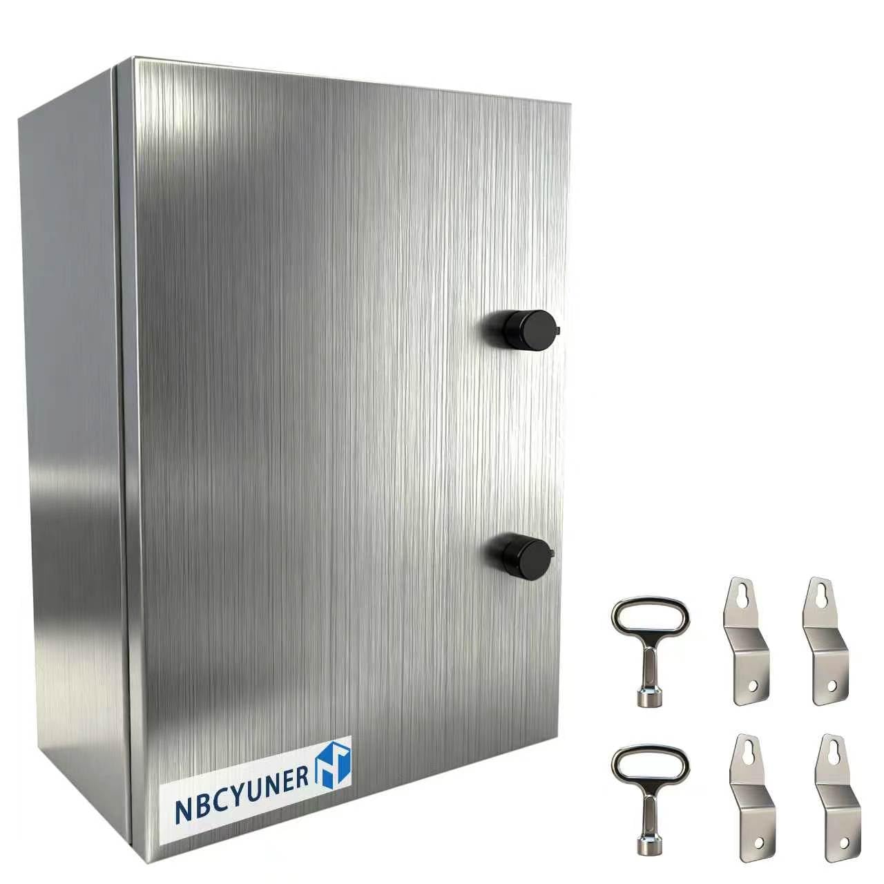 NBCYUNER Stainless Steel Electrical Enclosure 24x24x12 Inch NEMA 4X Enclosure 304 Stainless Steel Box IP66 Waterproof and Dustproof Metal Box