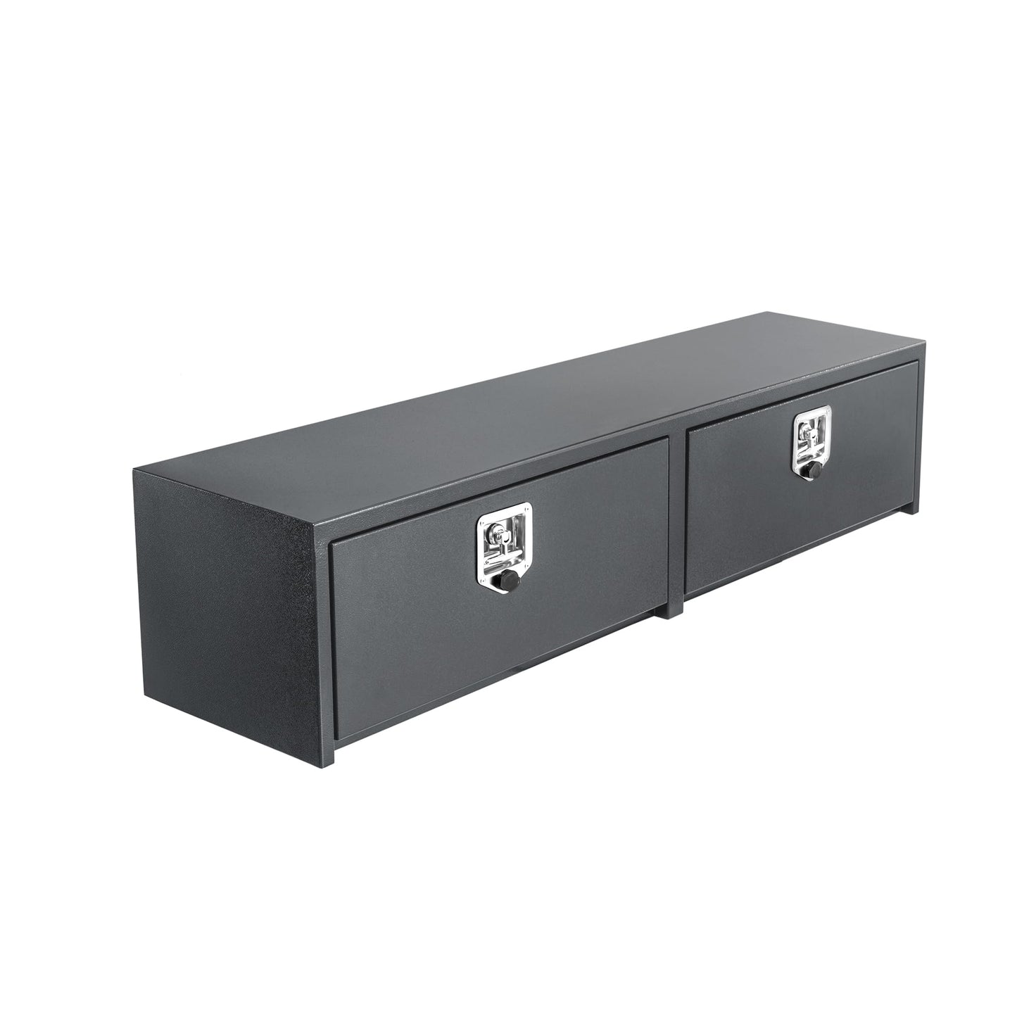 GarveeTech Black Steel Underbody Truck Tool Box with t-Handle Lock Latch, Truck Storage Organizer Tool Box Chest, Heavy Duty Under Body Toolbox for Pick Up, Truck, RV, Trailer，60 x 16 x 13 Inch