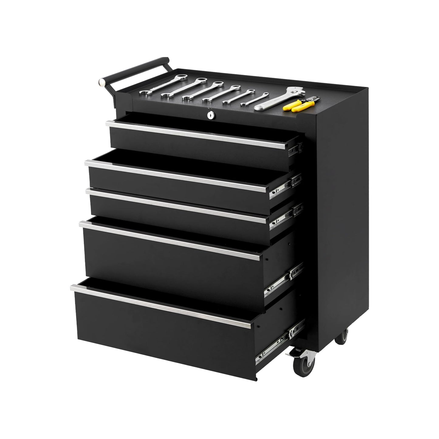 EliteEdge 24 Inch 6-Drawer Rolling Tool Chest, Heavy Duty 16-Gauge Steel Tool Cabinet with 4 Locking Casters & Central Lock, Ball Bearing Drawers for Garage Workshop Organization