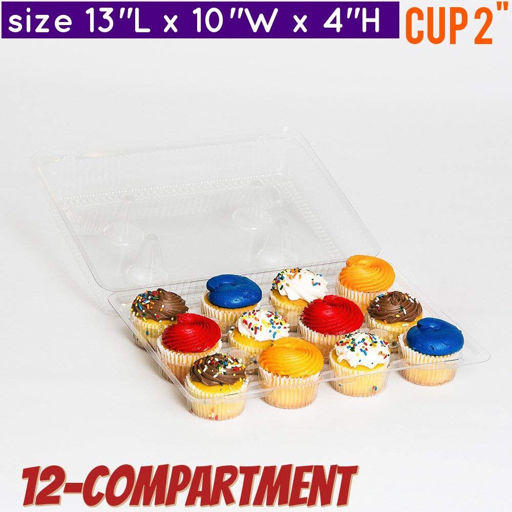 Case of 50 plastic cupcake boxes 12 Cupcake Containers Clear plastic disposable 12 pack Cupcake Container 1 dozen cupcake container 12 cavities 12 Compartment Cupcake Container 12 count (50)
