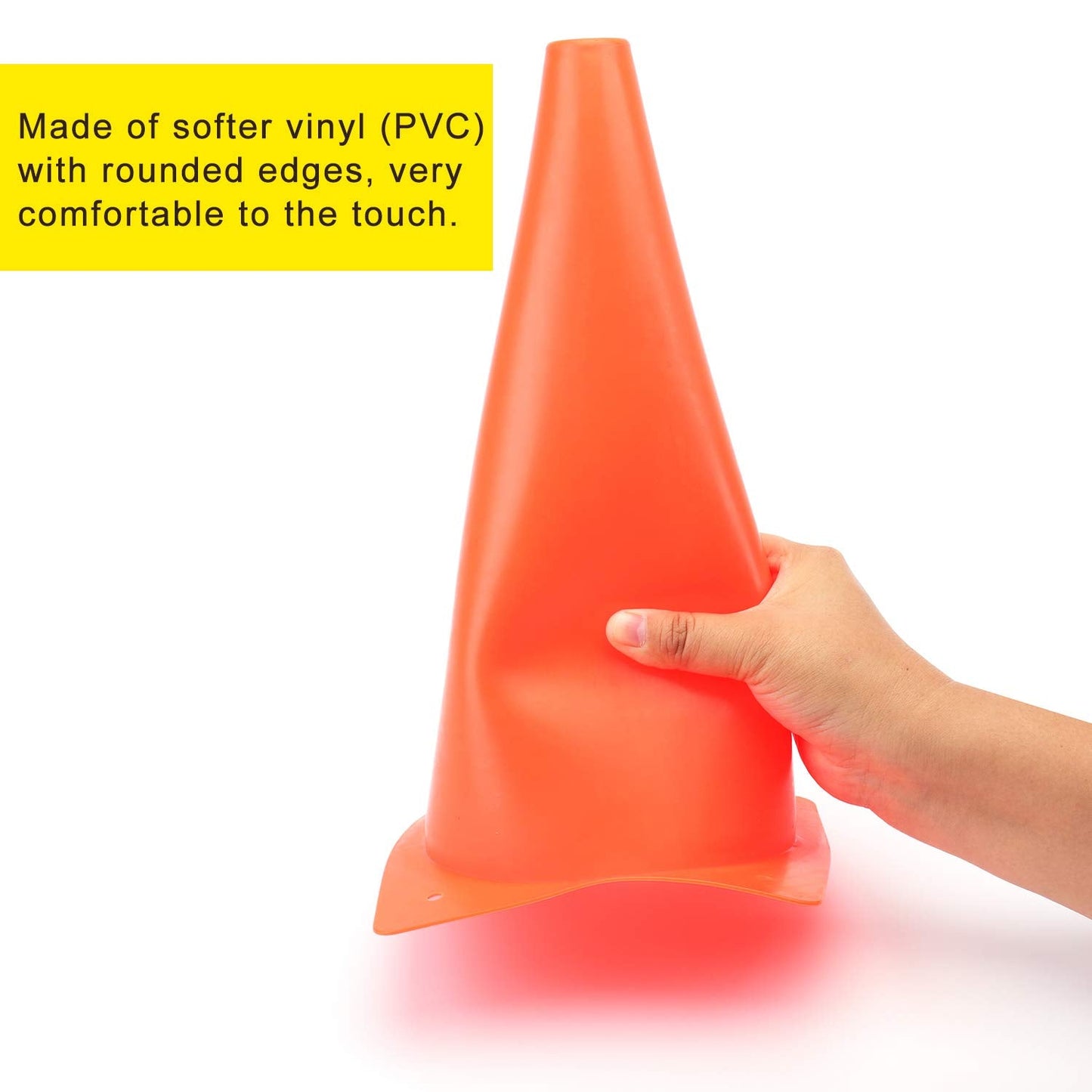 12 Inch 12 Pack Orange Traffic Training Cones, Plastic Safety Parking Cones, Agility Field Marker Cones for Soccer Basketball Football Drills Training, Outdoor Sport Activity & Festive Events