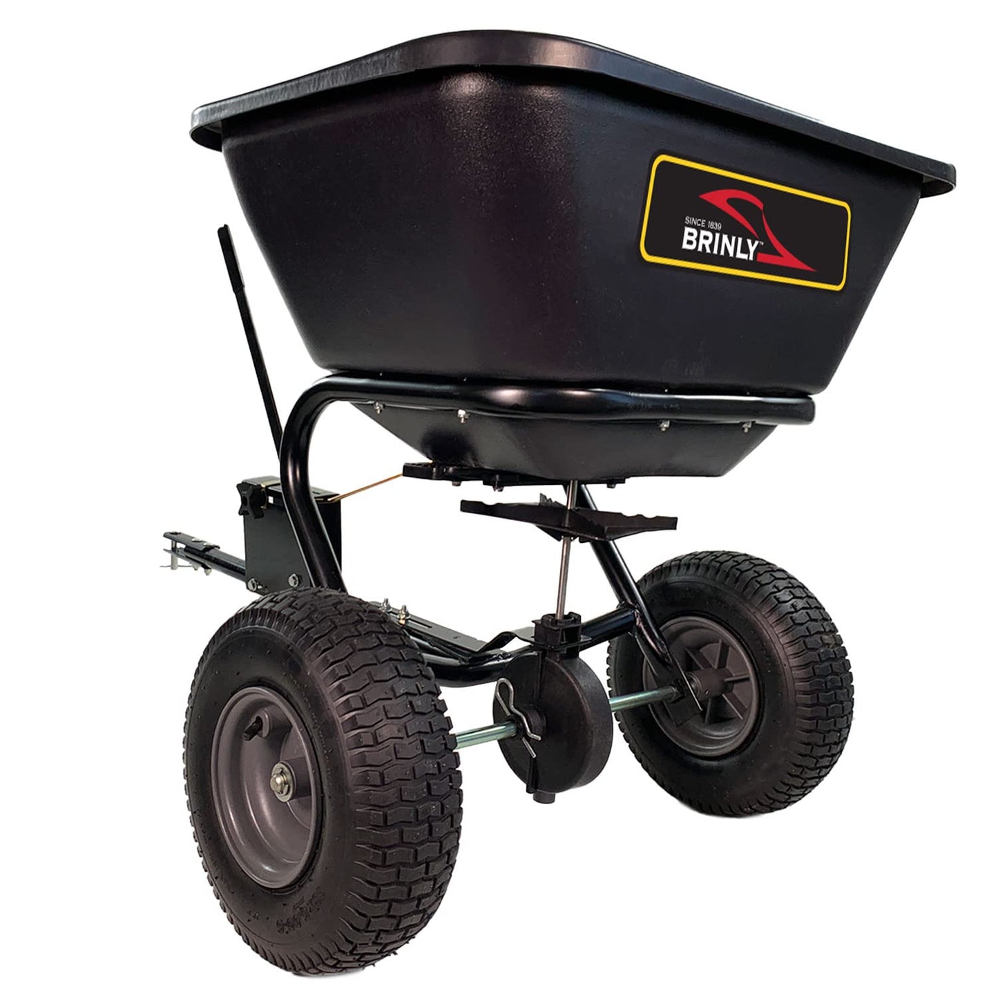 Brinly BS26BH-A Tow Behind Broadcast Spreader with Universal Hitch, 125 lb. - Flat Black