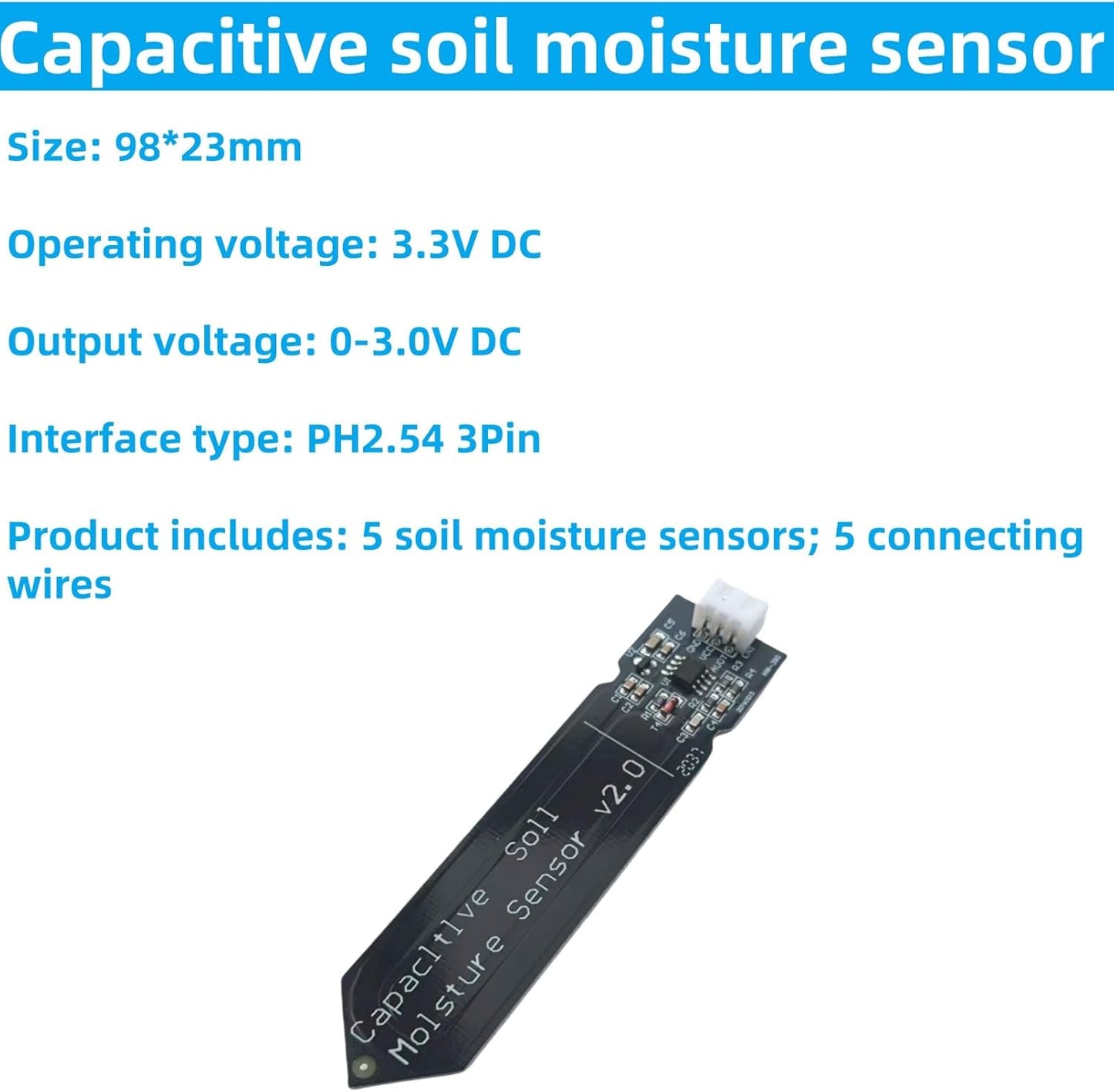 MTDELE 10Pcs 3.3V Capacitive Soil Moisture Sensor Module Compatible with for Arduino Raspberry Pi DIY