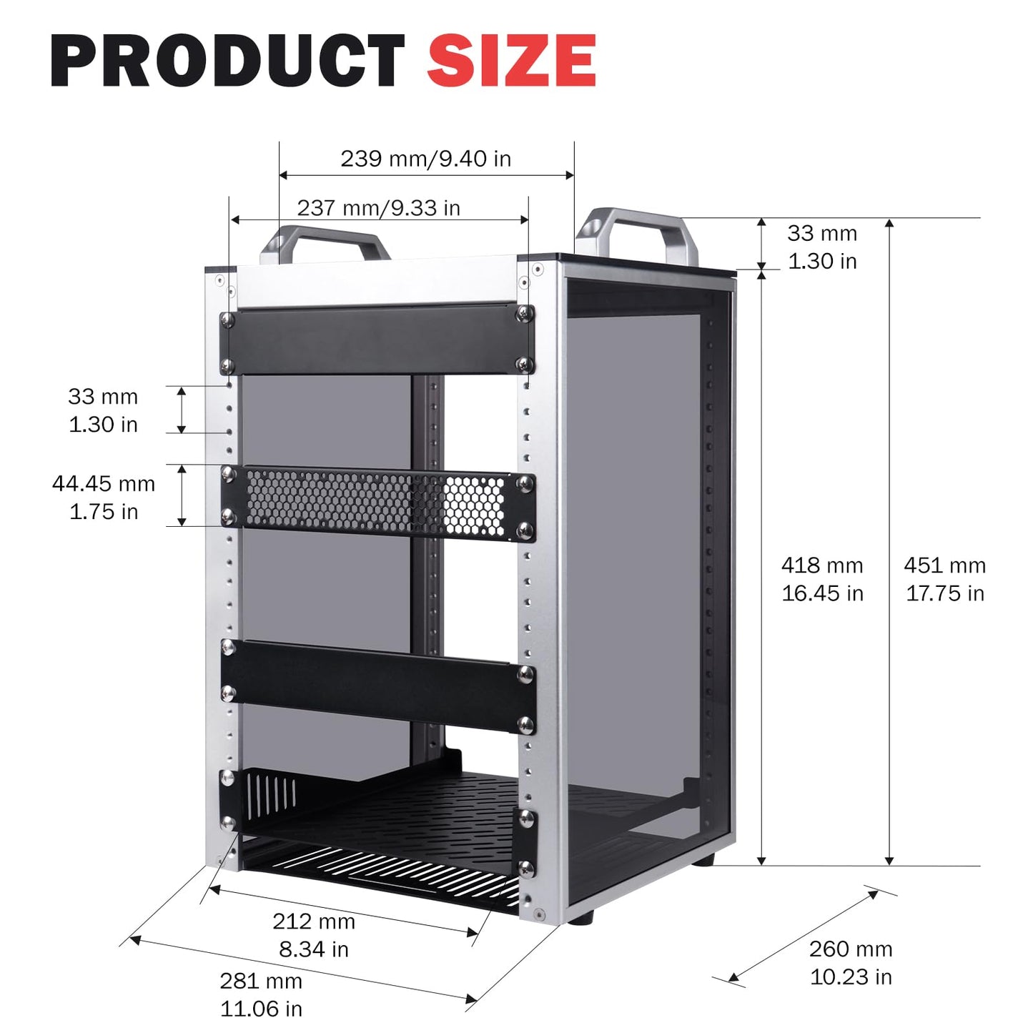 GeeekPi 8U Server Rack Cabinet, DeskPi RackMate T1 Plus,10 inch Network Rack for Servers, Network, A/V Equipment, 10.23inch/260mm Depth (Silver)