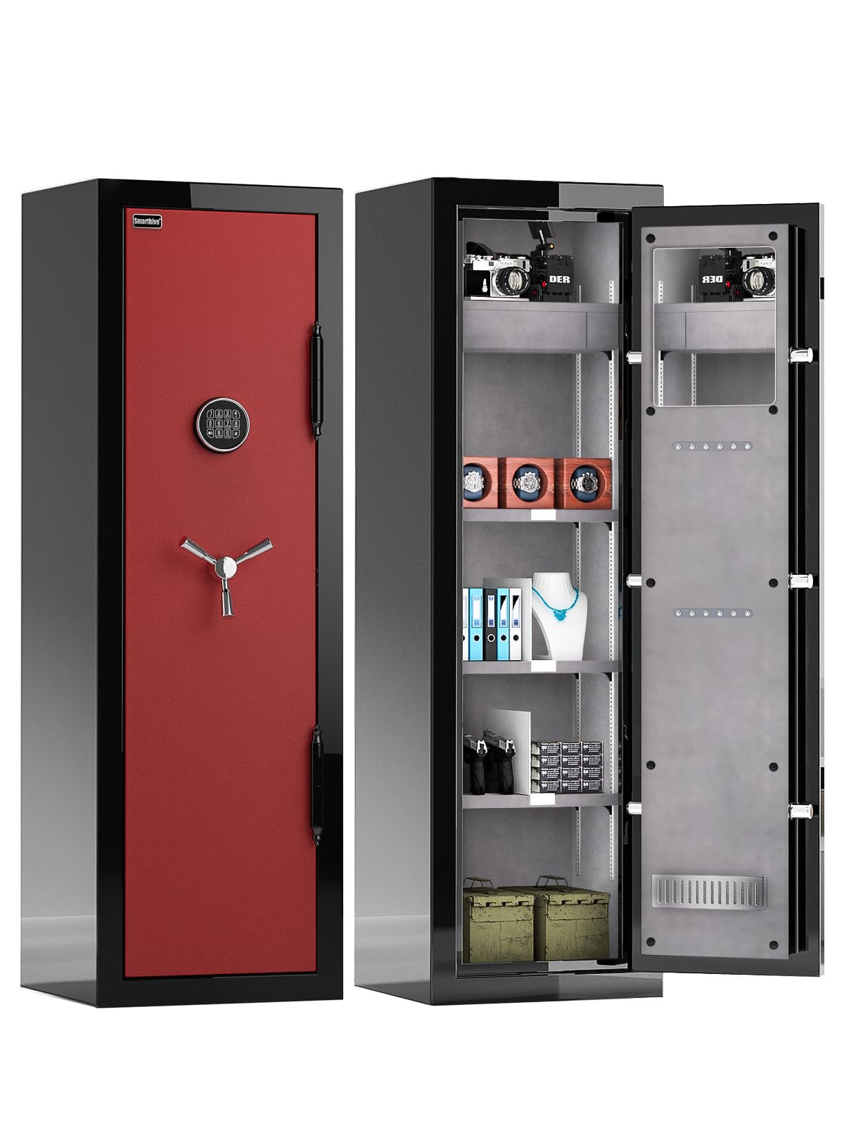 Fireproof Safe with Digital Lock – 8.12 cu.ft Heavy-Duty Large Safe Box for Home, Business & Office | Secure, Durable & Stylish Black/RED Design