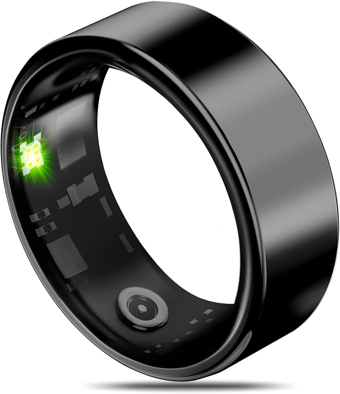 Smart Health Ring for Women Men Fitness Tracker with Heart Rate, Blood Oxygen, Blood Pressure, Sleep Monitoring, Step Counting, IP68 Waterproof for iPhone and Android, No Subscription Fee, Black 12
