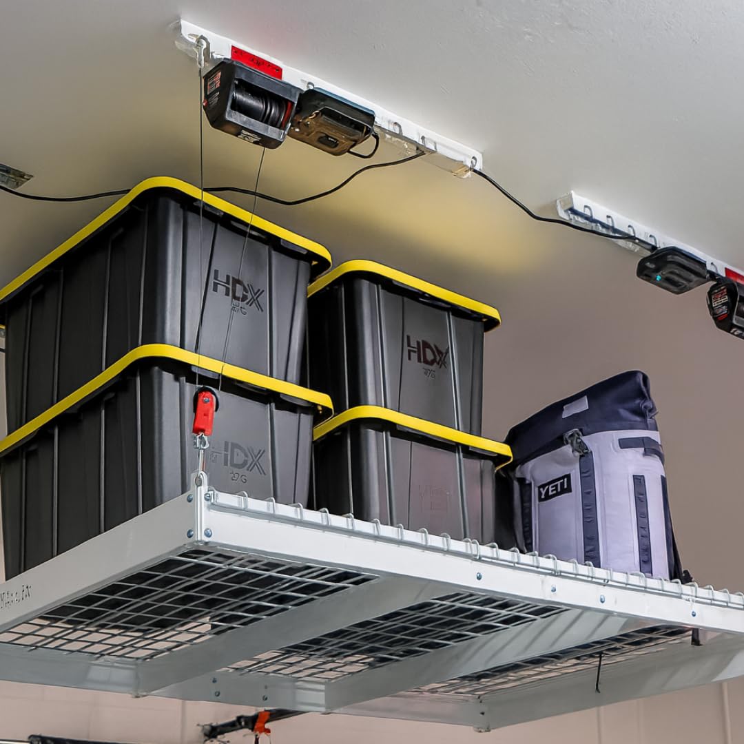 DURA-LIFT Elevate 4x6 Motorized Overhead Storage Lift for Garage Ceiling, Electric Storage Rack with Bluetooth App Control
