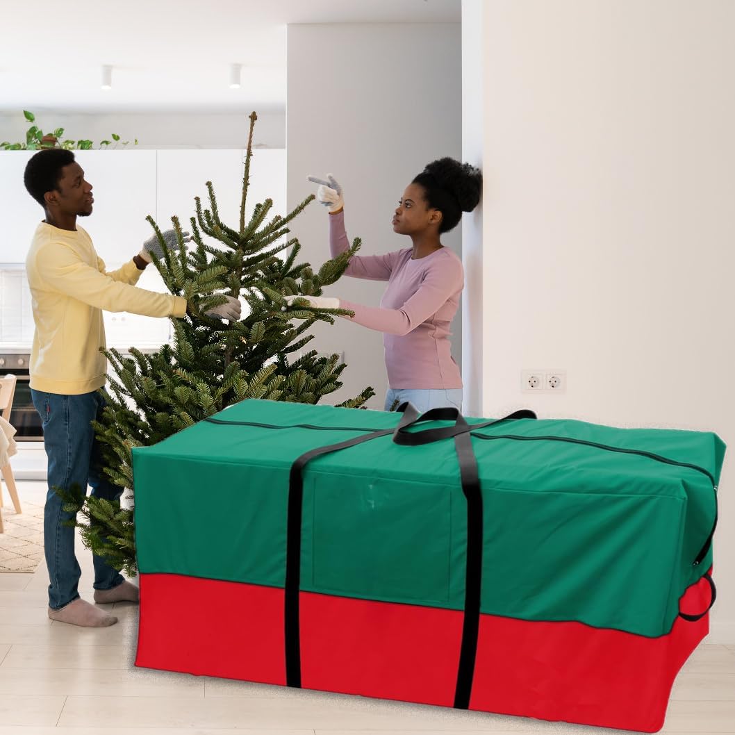 Skiennix Christmas Tree Bag - Heavy Duty 600D Oxford Material for 8 Ft Trees | Dampproof Storage with Reinforced Handles & Dual Zipper