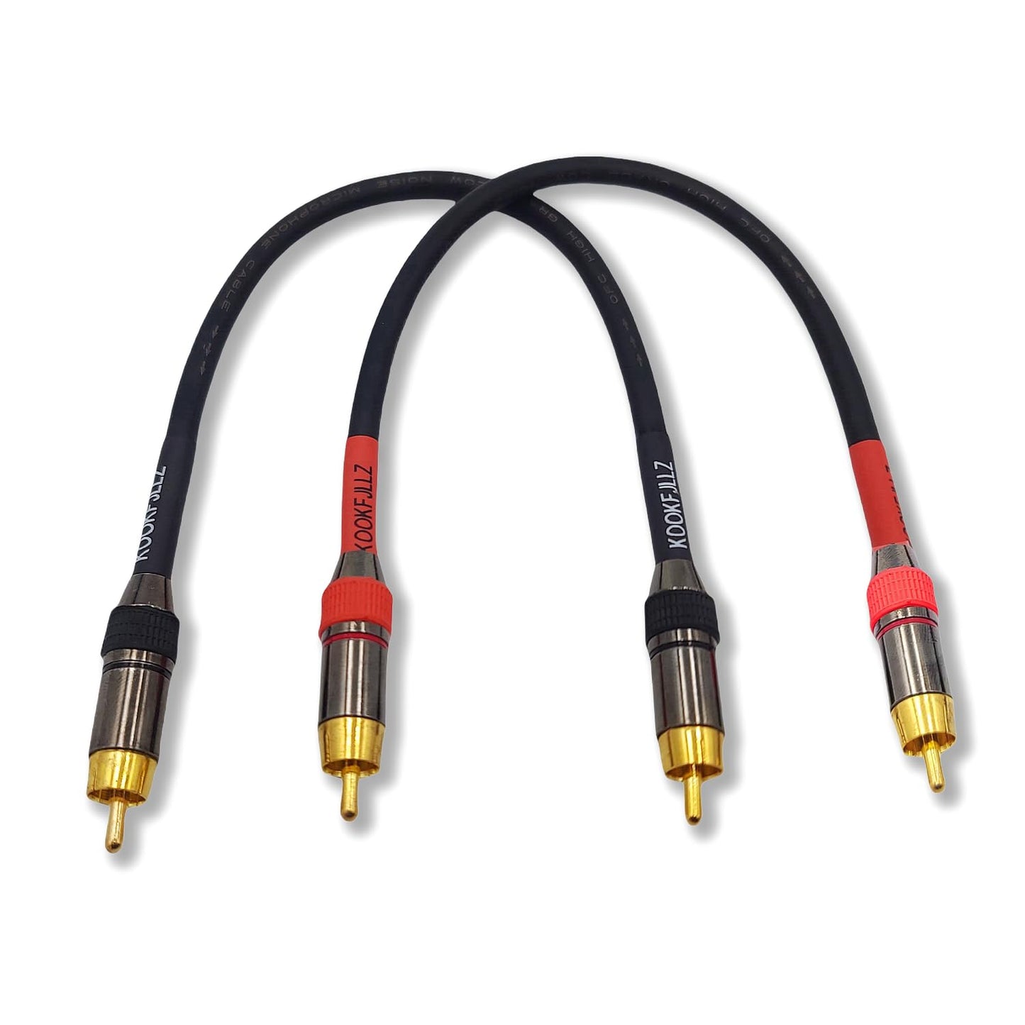 KOOKFJLLZ 1ft (2-Pack) Premium RCA Audio Cable - Heavy Duty Gold Plated Male to Male Subwoofer Cable with Low Noise