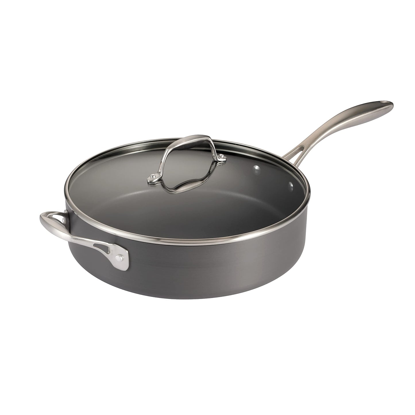 Tramontina OnyxPro Hard Anodized Non Stick 5.5-Quart Saute Pan with Glass Lid, Cooking Pan with Reinforced Nonstick Coating, Oven Safe