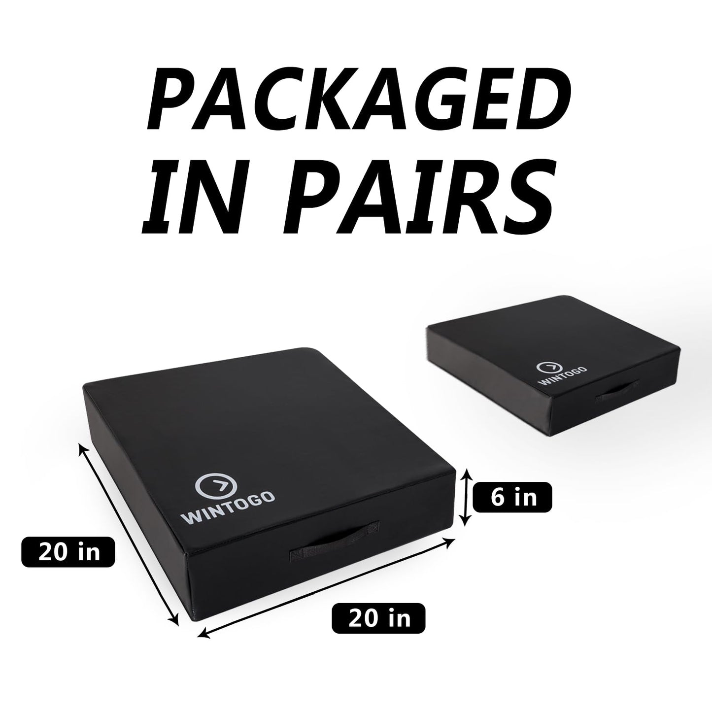 Wintogo Deadlift Silencer Drop Pads (Pair) - Noise Reducing Weightlifting Crash Mats for Floor Protection, Portable Compact 20"x20"x6" Easy to Store & Carry for Home Gym, Garage, Crossfit Workouts