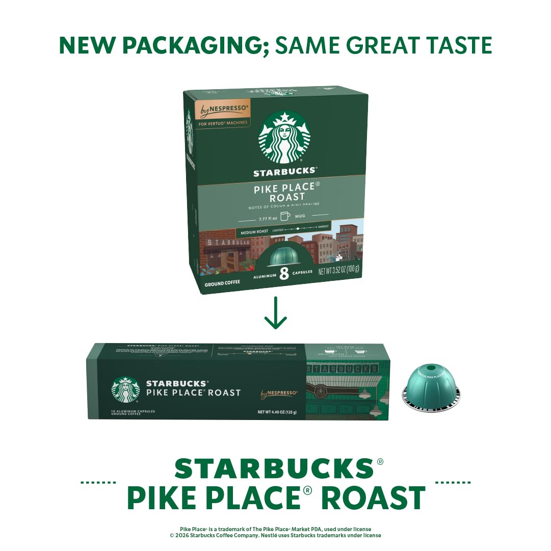 Starbucks by Nespresso Vertuo Coffee Pods Variety Pack - Blonde, Medium & Dark Roast, 30-Count, 7.8 oz.