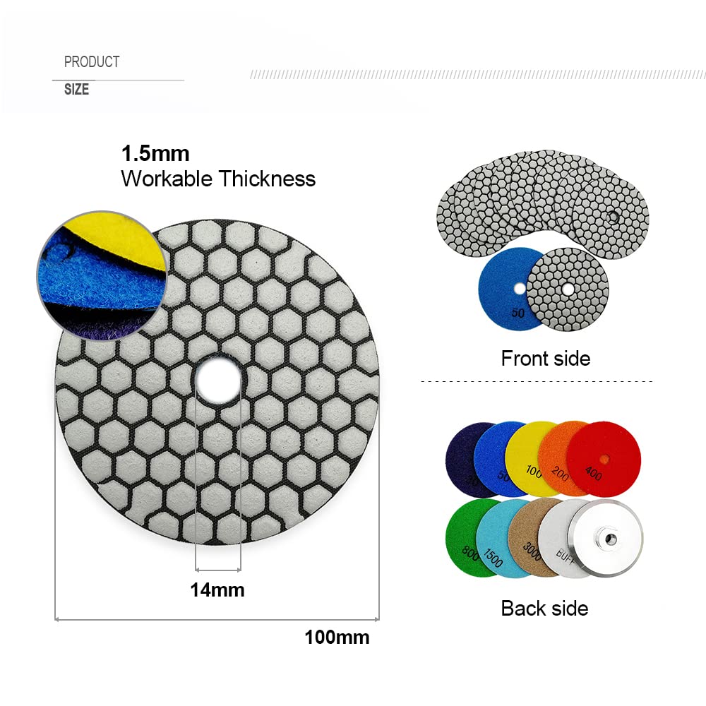 SHDIATOOL Diamond Tile Drill Bits Kit 15pcs, Porcelain Hole Saw Sets, Core Bits Cutter for Drilling Ceramic Marble Granite (6/8/10/20/25/35/50/75/100/20MM/2/SDS/HEX/6MM/4.5”)