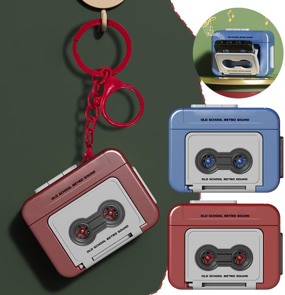 Generic Cassette Backpacks, Creative Mini Tape Recorder Keychain Portable Retro Recorder Keychain, Retro Player Pendant