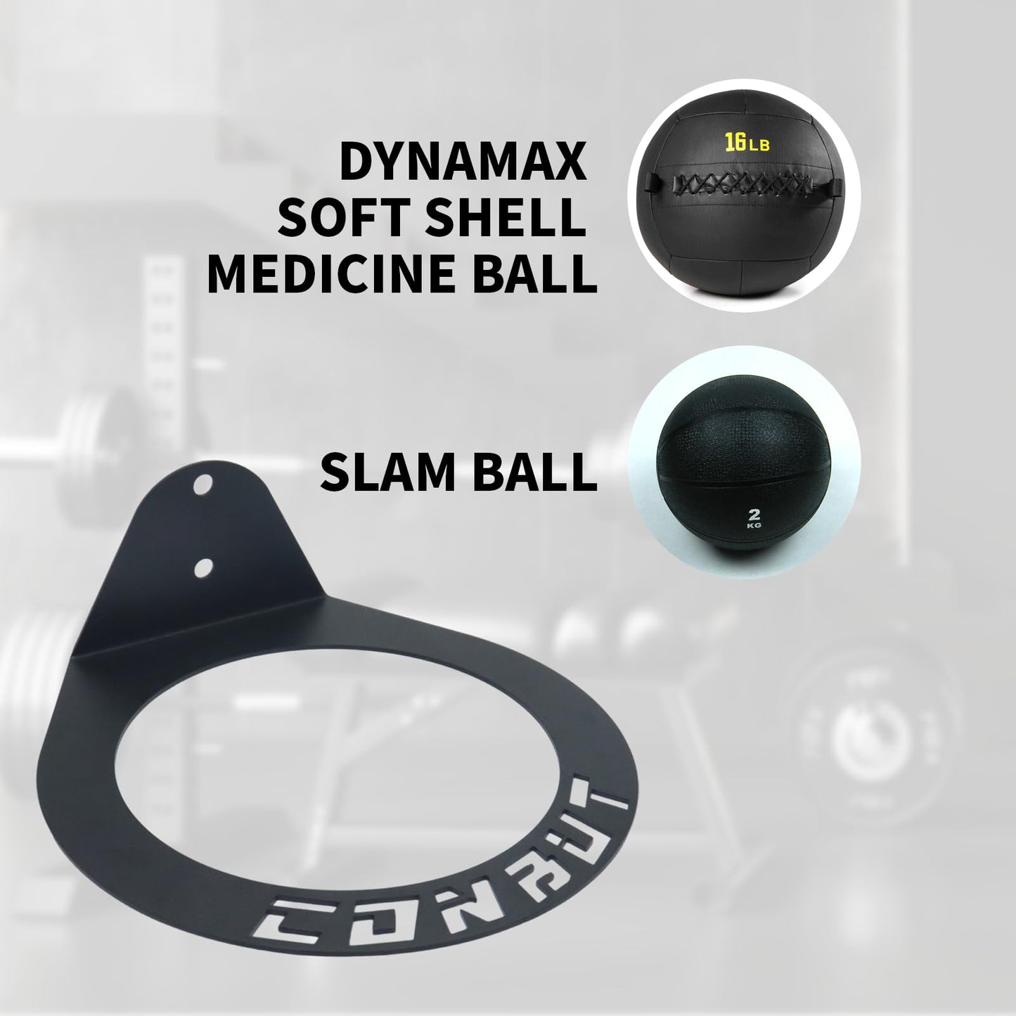 CONBUT Medicine Ball Rack Exercise Ball Holder Wall Mount, Medicine Ball Storage, 8.8 Inch Inside Diameter Exercise Ball Storage for Gym Exercise Sports Garage Home Commercial Accessory (3pcs)