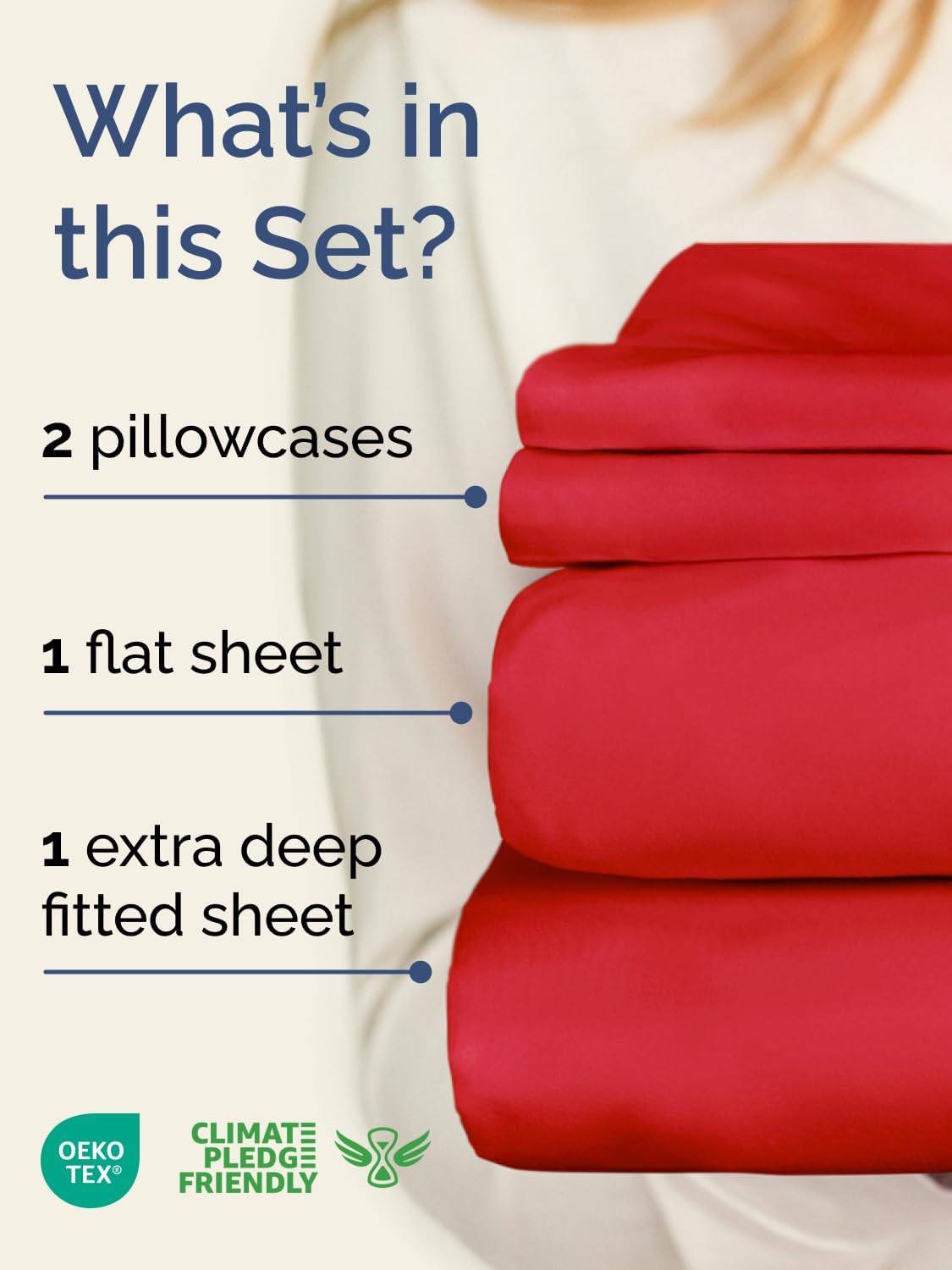 Skiennix Extra Deep Twin XL Sheet Set - 4 Piece Breathable Cooling Bedding - Soft Wrinkle-Free Red