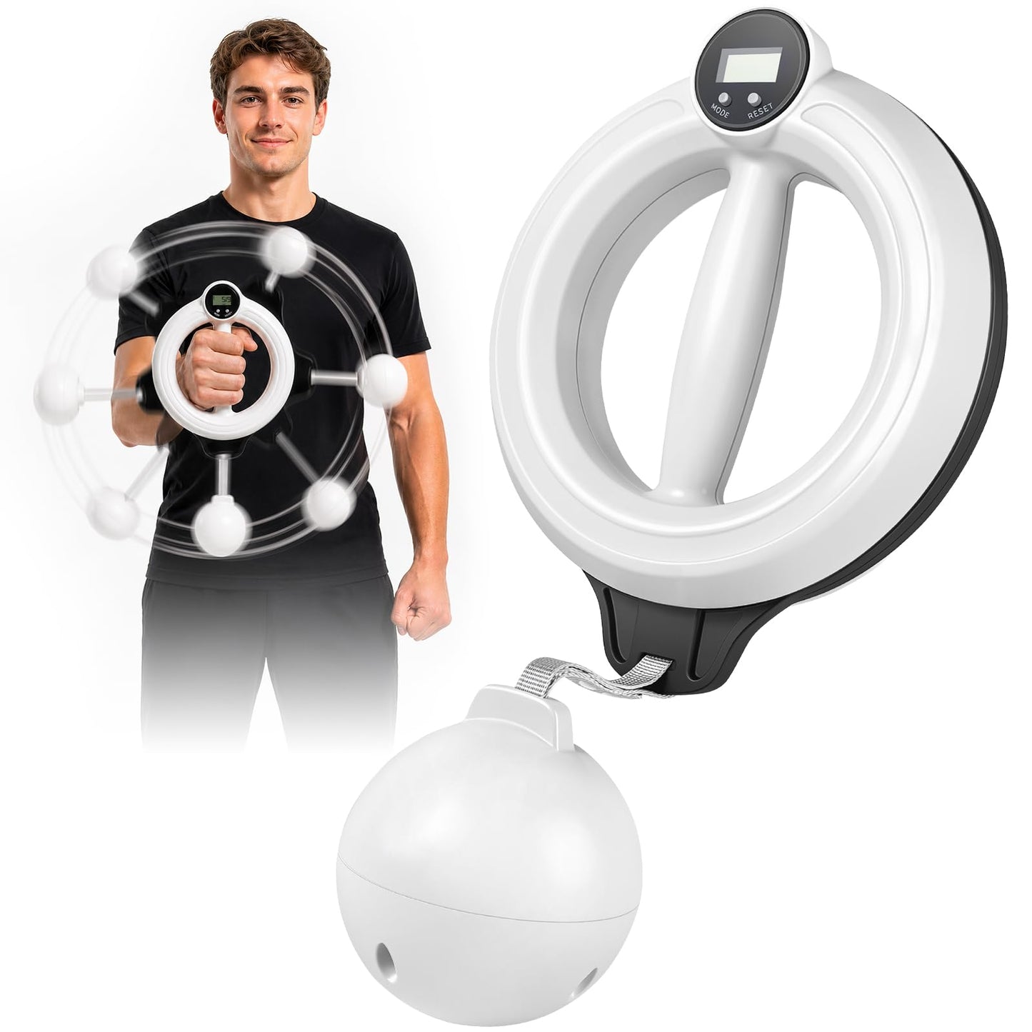 Lqyom 360° Arm Trainer for Men & Women, Hand-Crank Forearm & Shoulder Workout Equipment, Wrist & Chest Exercise Tool, Infinity Hoop for Arms, Upper Body Training for Home Fitness