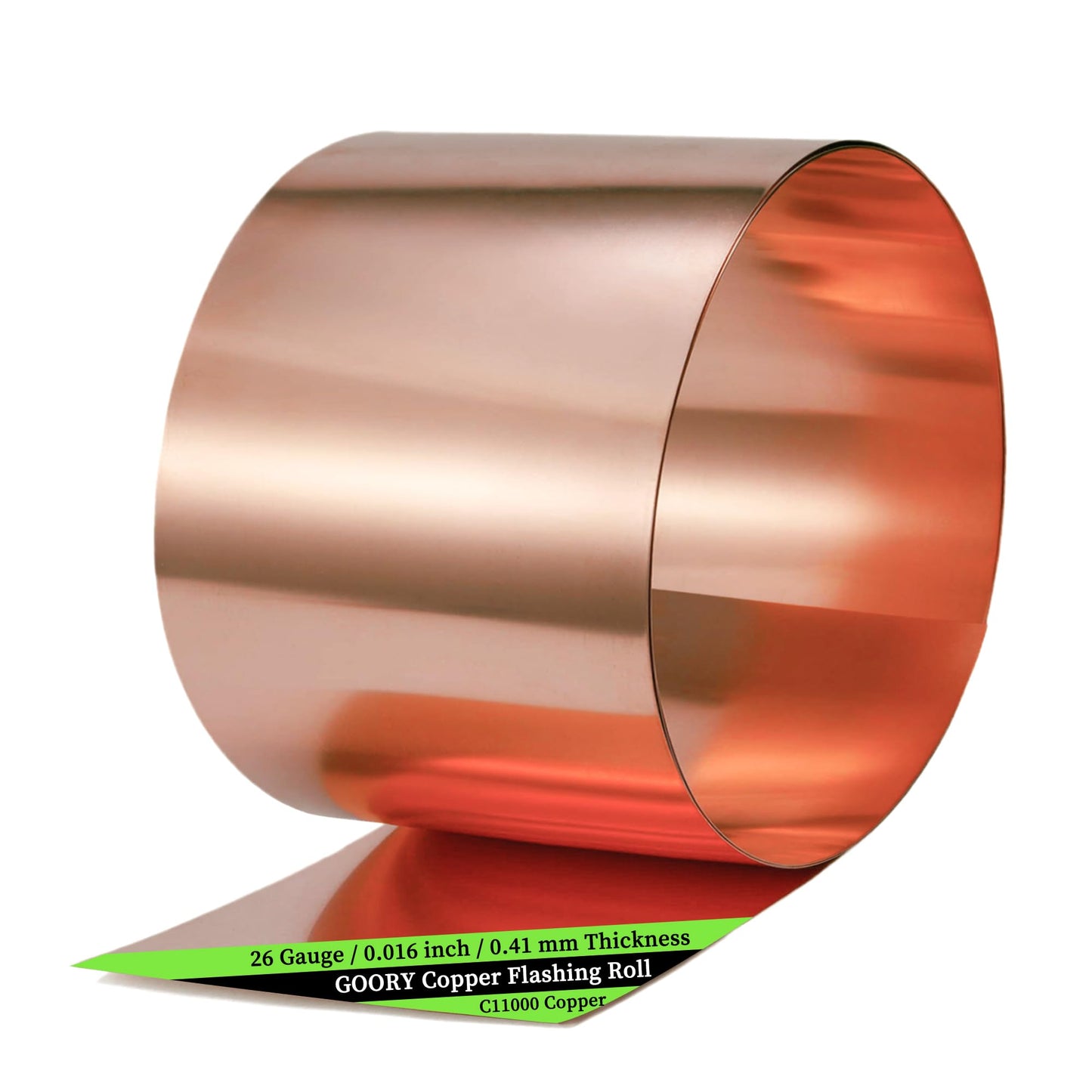 GOORY Copper Flashing 26 Gauge - 12in x 10ft 0.016"(0.41mm) Thickness Roof Flashing Roll - 99.95+% Pure Copper Sheet Metal ASTM B152 - Roofing Repair DIY Project Contractor Jewelry Crafts