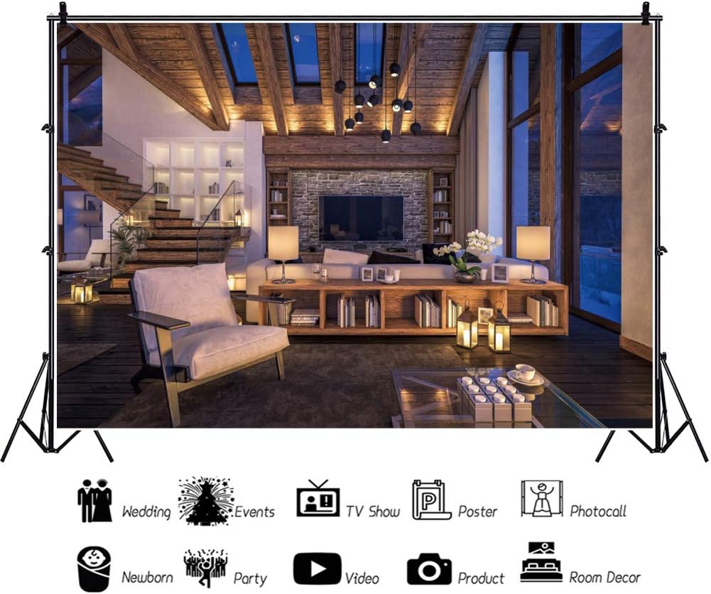 DASHAN 6.5x5ft Living Room Backdrop Zoom Meeting Video Modern Home Office Backdrop for Photography Online Meeting