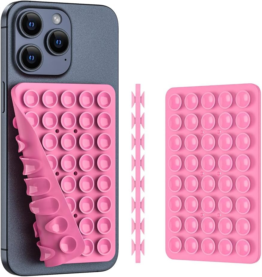 CMZZ Double Sided Silicone Suction Phone Holder Mount, Silicon Accessory for iPhone and Android, Hands-Free Mirror