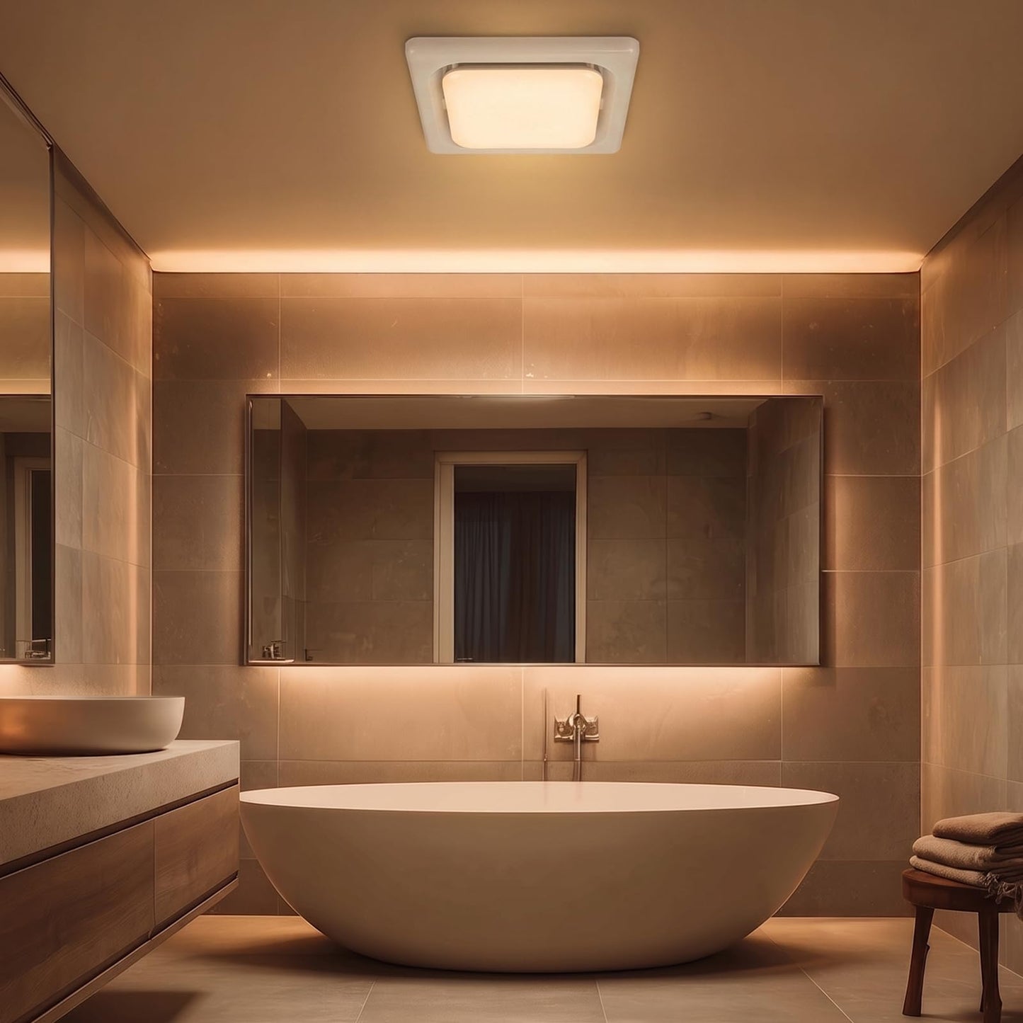 Gaciban Bathroom Exhaust Fan with Light, 150 CFM Bath Ventilation Fans with 1200lm LED Light 3000K/4000K/6000K, Quiet 1.0 Sone Shower Ceiling Mount Vent Fan Lights Combo for Home/Office/Warehouse