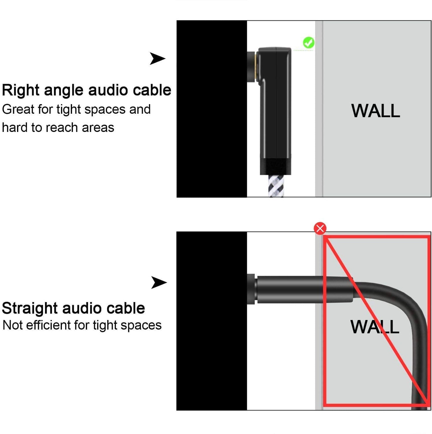 2-Pack 3.5mm 1.5FT/0.45M, 90 3.5mm MP3 CableCreation Audio Cable Degree Male to Male Auxiliary Aux Cable for Phones
