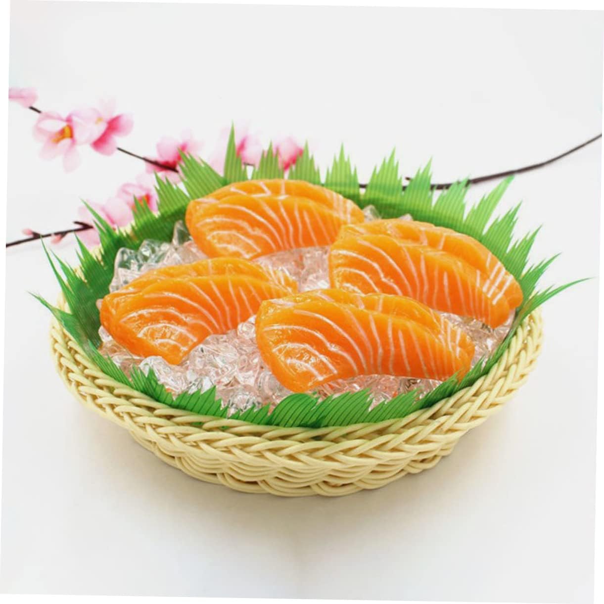 2pcs SUPVOX Realistic Artificial Salmon Slice Models Simulation Sashimi Decor for Home Restaurant and Kitchen Display