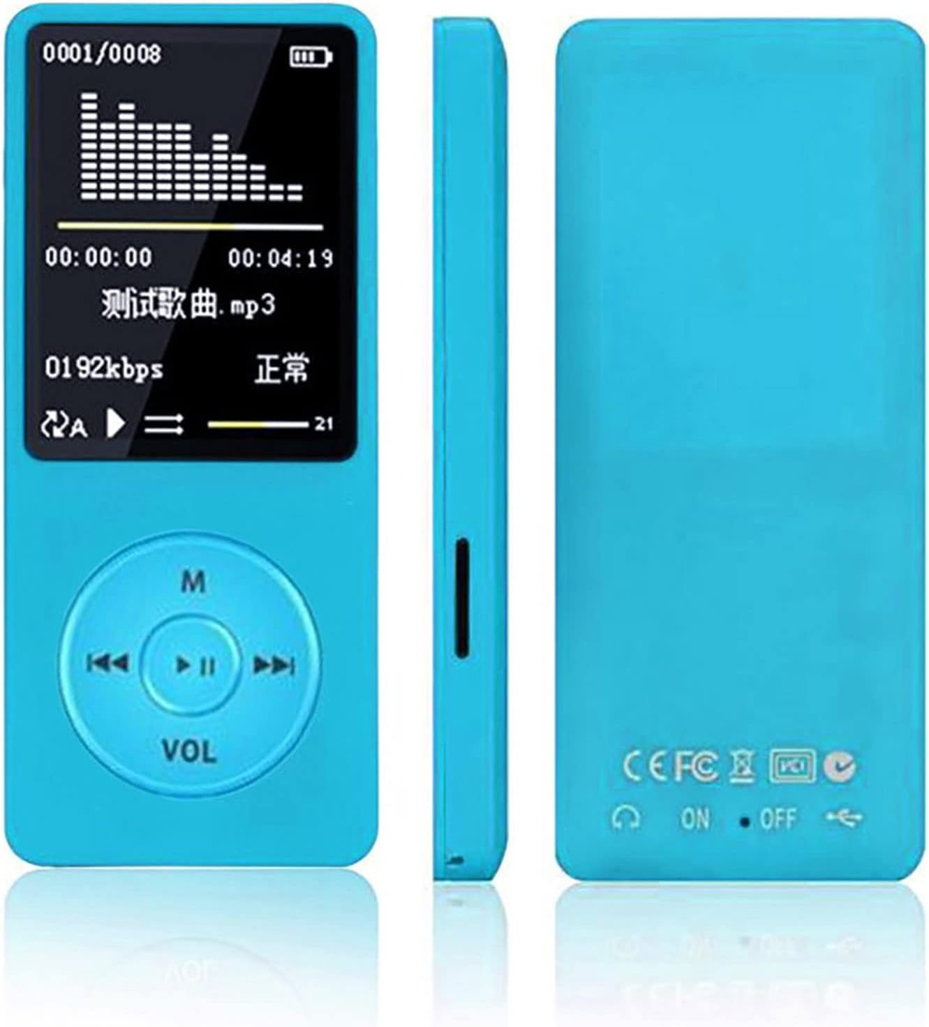 Lovskoo Mp4 70 128GB, Mp3 Mp3 Mp4 Blue Player with Headphone Hours Playback, Up to Player for Sports, Travelling