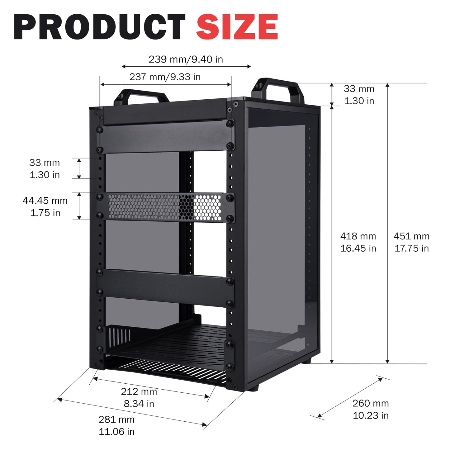 GeeekPi 8U Server Rack Cabinet, DeskPi RackMate T1 Plus,10 inch Network Rack for Servers, Network, A/V Equipment, 10.23inch/260mm Depth (Black)