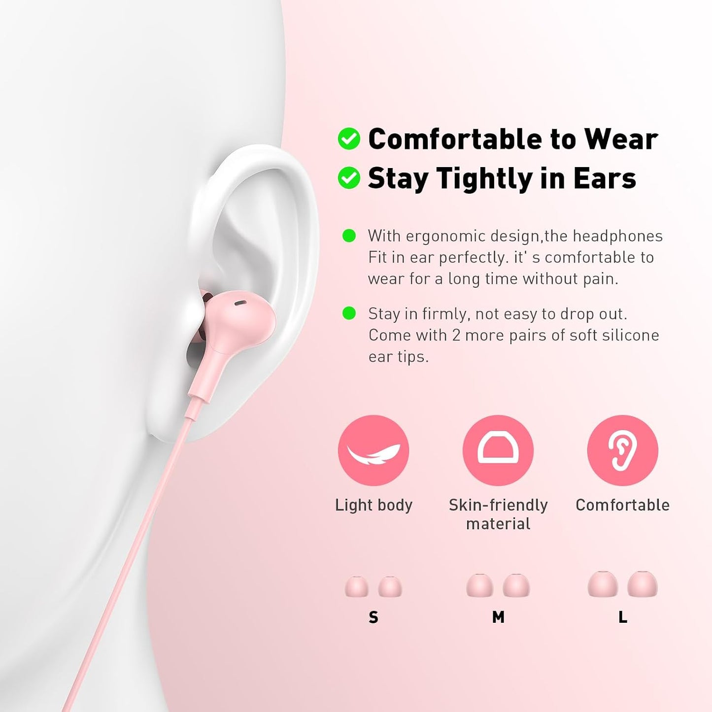 3.5mm APETOO Wired Earbuds in-Ear Headphones Jack for Laptop/PC, Noise Isolation Small Earphones Corded Plug-in Ear