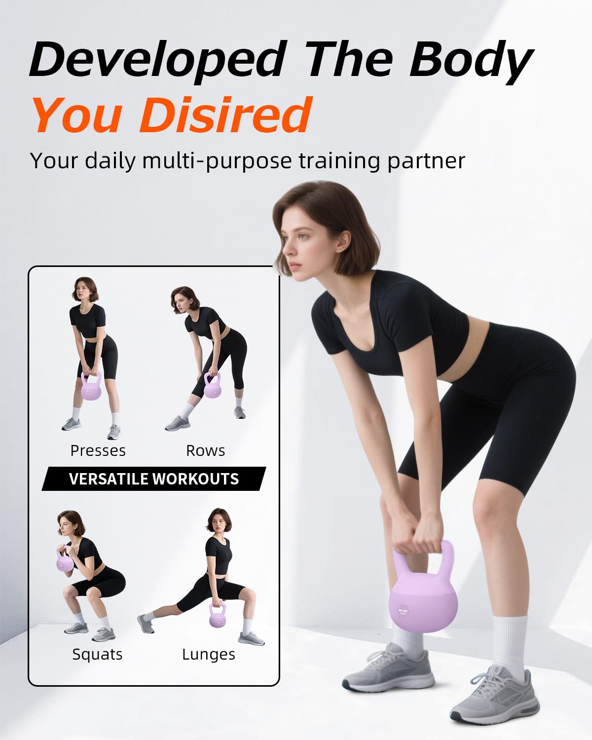 Soft Kettlebell, Safe Strength Training Kettle bell, Cushioned Impact-Resistant Base and Anti-Slip Grip Weight, Kettlebells Set for Home Workouts and Men/Women/ Beginners,With Non-slip Gloves (Purple, 15 LB)