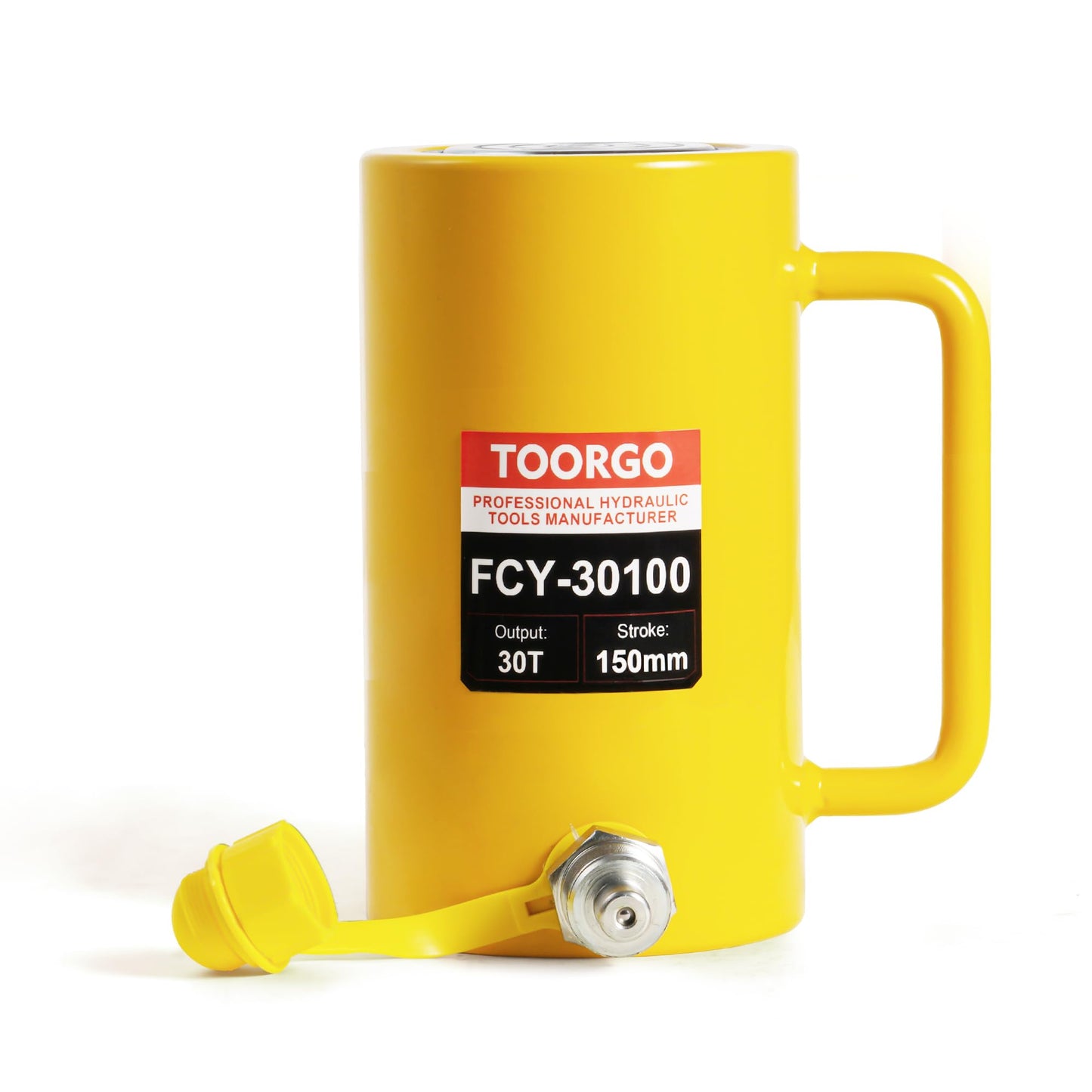 TOORGO 30T 4Inch Stroke Porta Power Single Acting Lifting Cylinder for Shipbuilding, Machinery and Industry,Automatically Retract Split Hydraulic Cylinders Jacks, Yellow