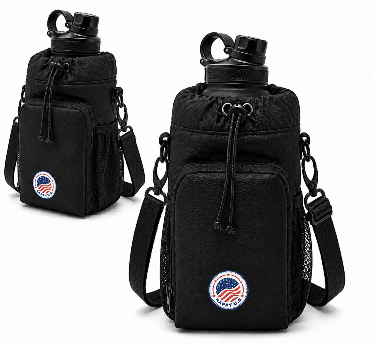 Happy U.S Magnetic Gym Bag - Water Bottle Holder with Strap for Men and Women - Magnetic Sling Carrier with Phone Pocket and SBS Zipper - Fits 40oz Bottles