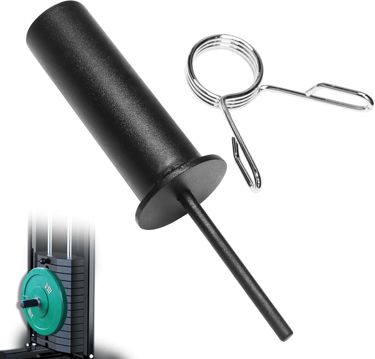 CONBUT Weight Stack Pin with Spring Clip Collar Weight Stack Extender Pin for Cable Machines and Functional Trainers Commercial Home Gym Accessories (Dia:10mm Length: 110mm)