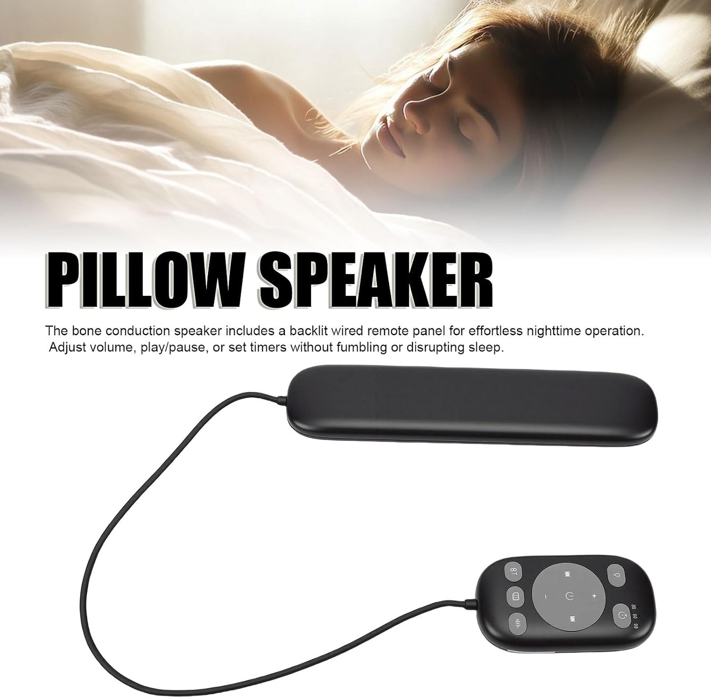 5.4 36, 24-Hour Zopsc Pillow Speaker, Bluetooth White Noise Machine with Glow in Dark Remote Control, Battery