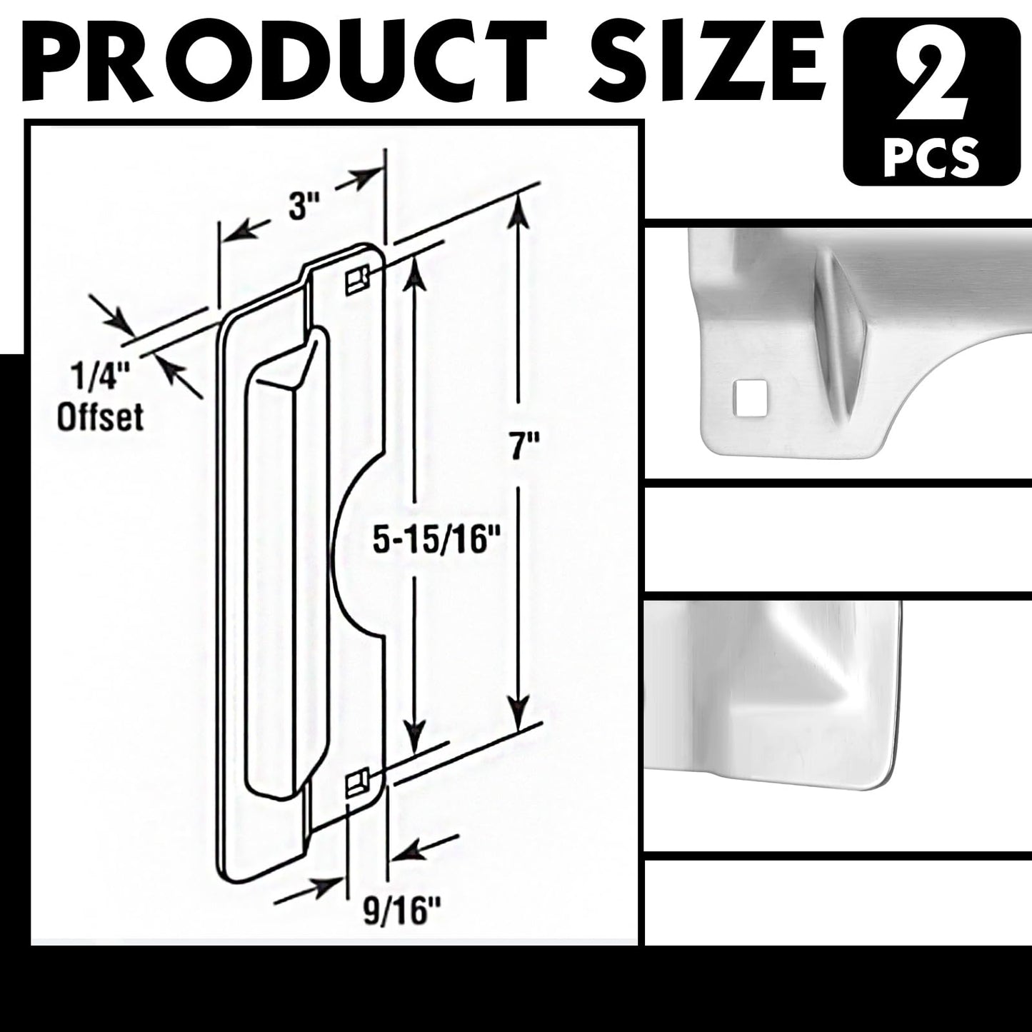 Landhoow 2 Pcs 3 x 7'' Door Latch Guard Plate Cover Stainless Steel Door Security Strike Latch Protector, Against Forced Entry Easy to Install for Home and Commercial (Reinforcement Ribs Style,Silver)