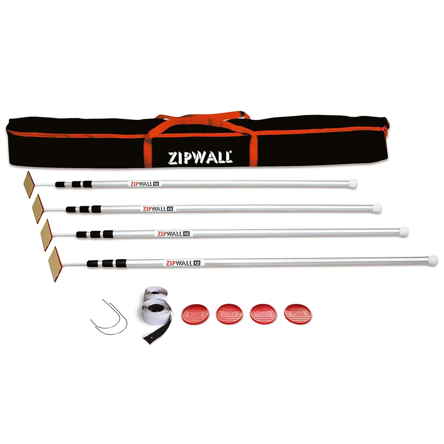 ZIPWALL SLP4 12 Foot Spring Loaded Dust Barrier Poles (Pack of 4), for remodeling, renovation and repair work, Silver, 4 Count