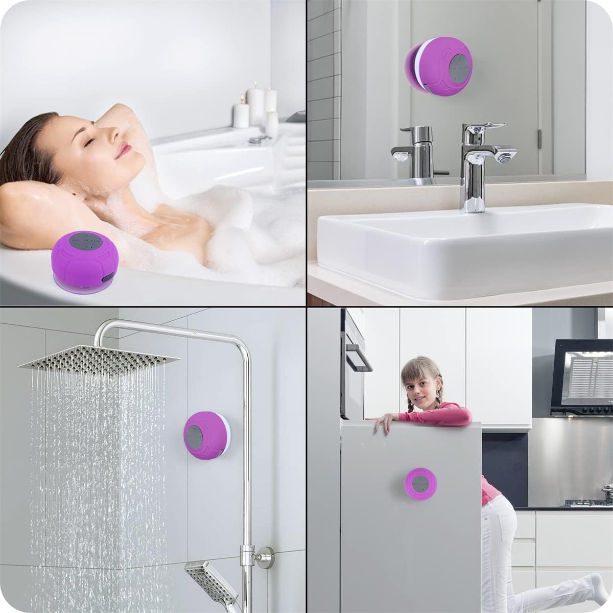 Annlend Mic,4hrs Bluetooth Shower Speaker Waterproof Wireless Mini Small Cute Portable Water Resistant Bathroom Speaker