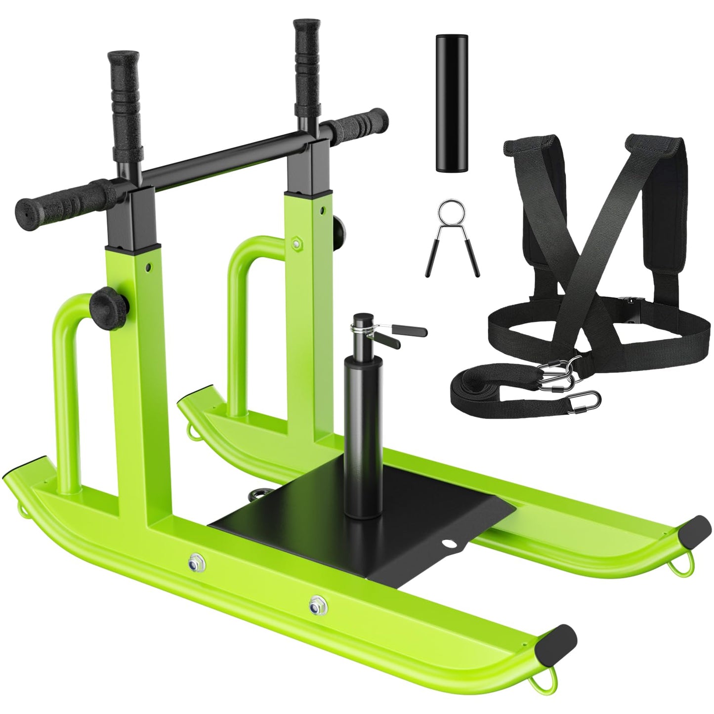 HARVOST Weight Sled Adjustable Height - Weight Training Pull Sled Gym Equipment for Fitness Strength & Speed Training, Suitable for 1" & 2" Weight Plate (Green)