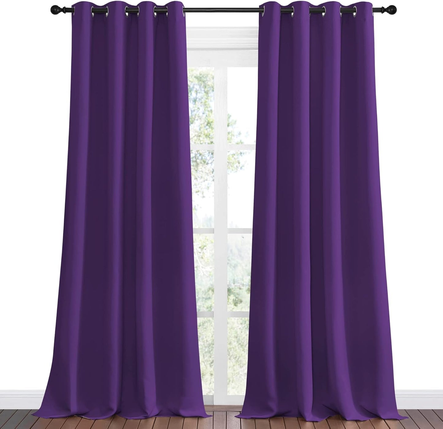 NICETOWN Purple Blackout Curtains - Noise Reducing & Thermal Insulated | 96 Inches Long, 55 Inches Wide (2 Panels)